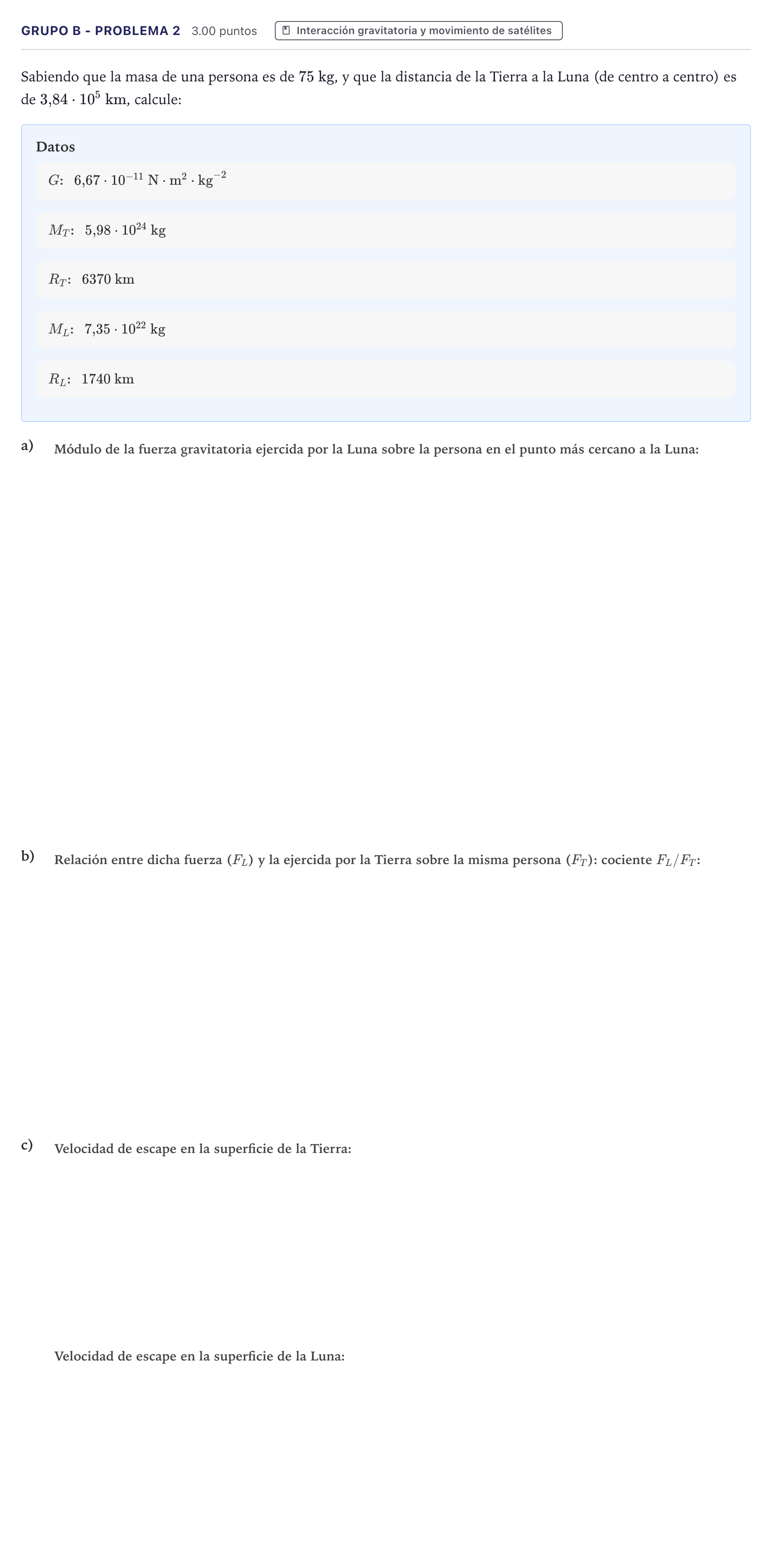 Enunciado: Ejercicio Grupo B - Problema 2 · Física PAU Canarias Junio 2024