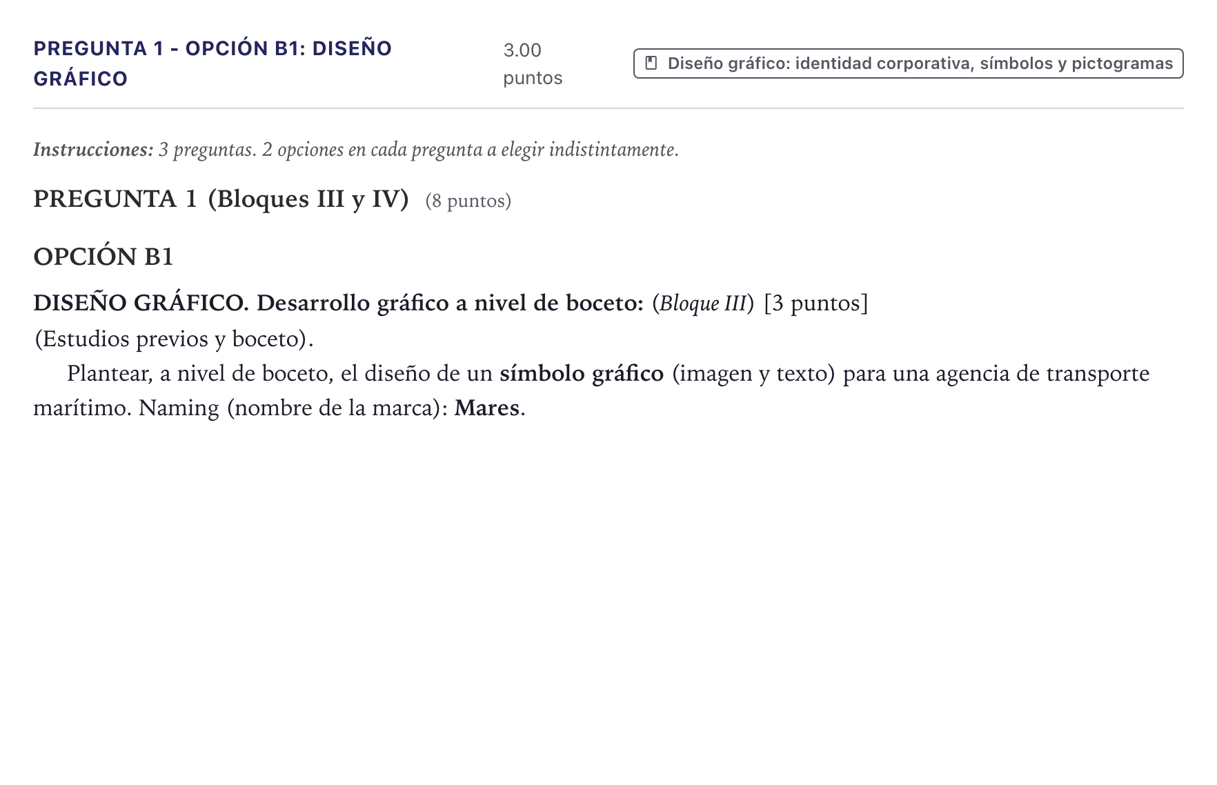 Enunciado: Pregunta 1 - Opción B1: Diseño gráfico · Diseño PAU Canarias Junio 2024