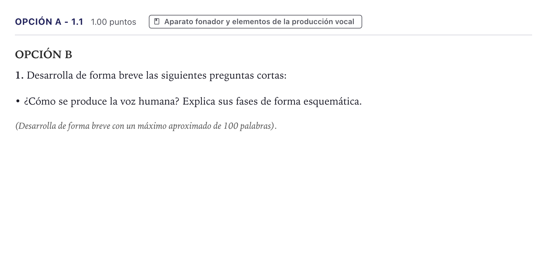 Enunciado: Opción A - 1.1 · Coro y Técnica Vocal II PAU Canarias Junio 2024