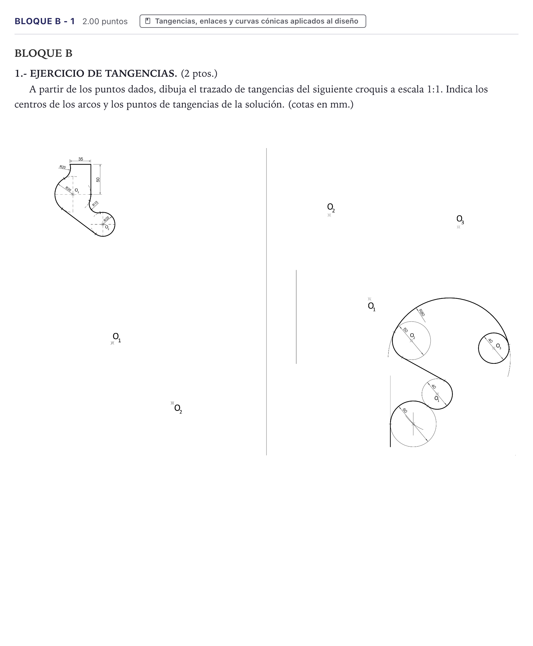 Enunciado: Bloque B - 1 · Dibujo Técnico Aplicado a las Artes Plásticas y el Diseño II PAU Canarias Junio 2024