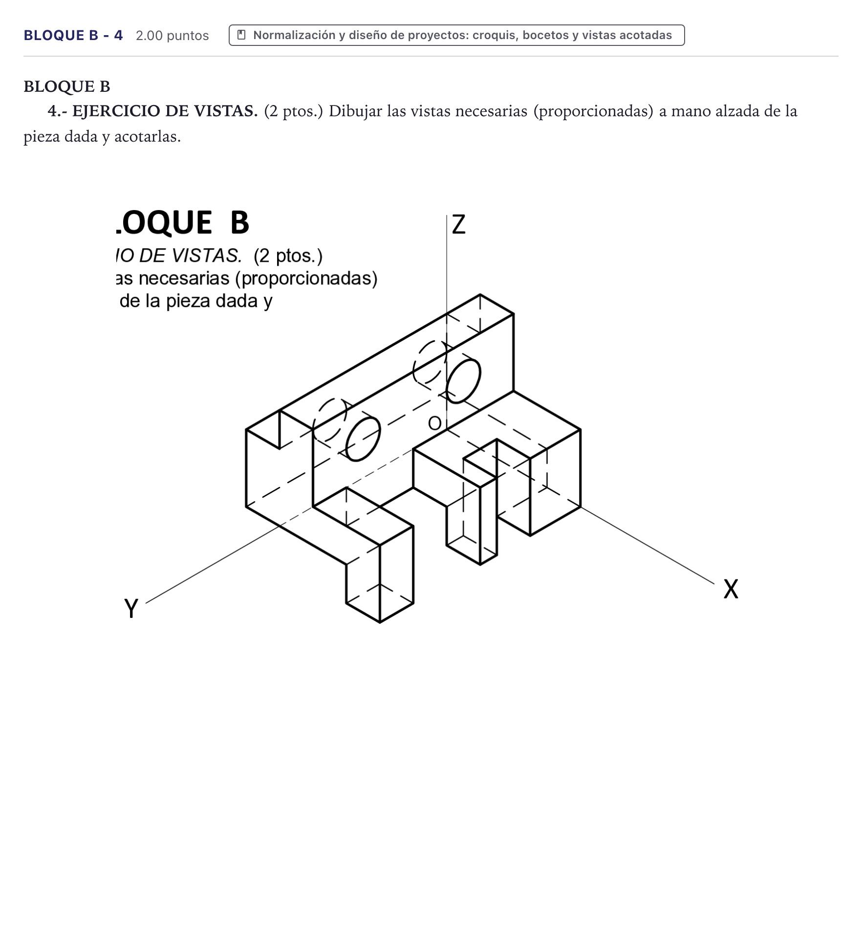 Enunciado: Bloque B - 4 · Dibujo Técnico Aplicado a las Artes Plásticas y el Diseño II PAU Canarias Junio 2024