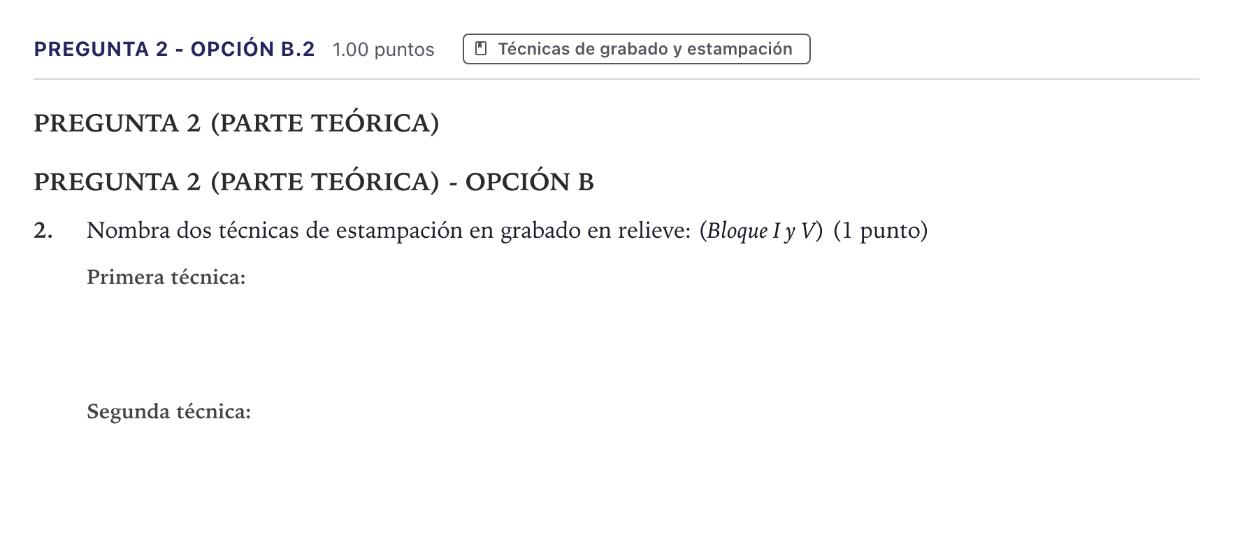 Enunciado: Pregunta 2 - Opción B.2 · Técnicas de Expresión Gráfico-Plásticas PAU Canarias Junio 2024