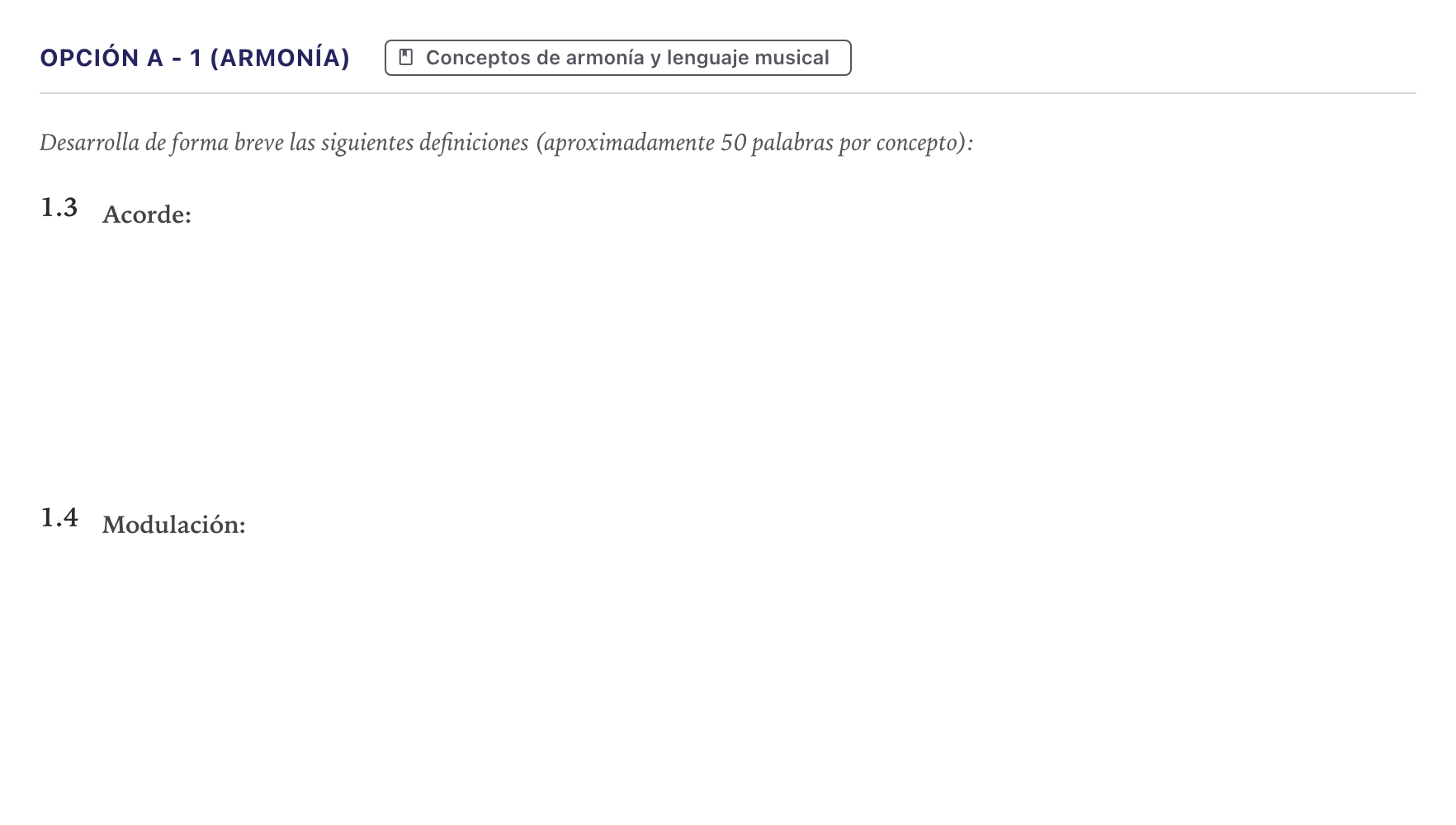 Enunciado: Opción A - 1 (Armonía) · Análisis Musical II PAU Canarias Julio 2024