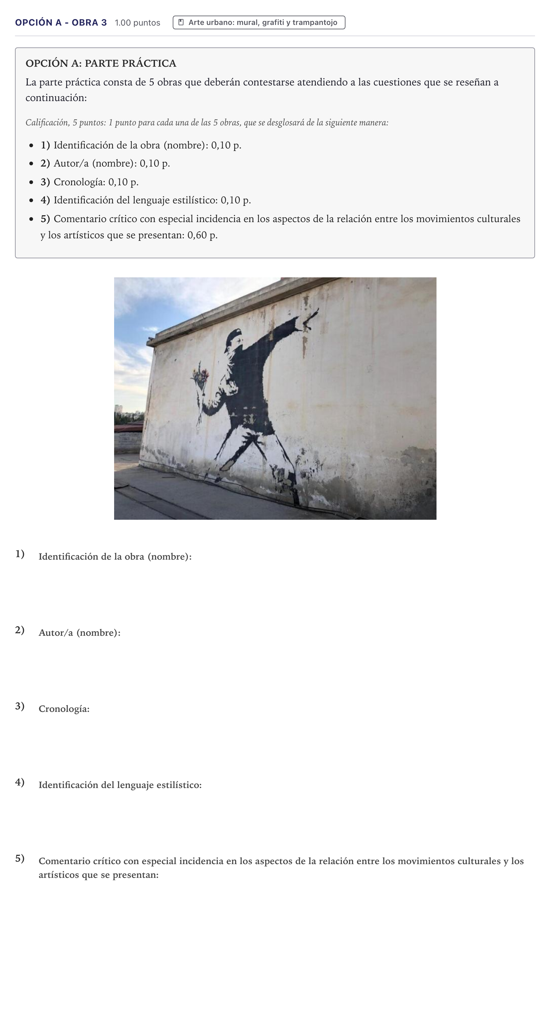 Enunciado: Opción A - Obra 3 · Movimientos Culturales y Artísticos PAU Canarias Julio 2024