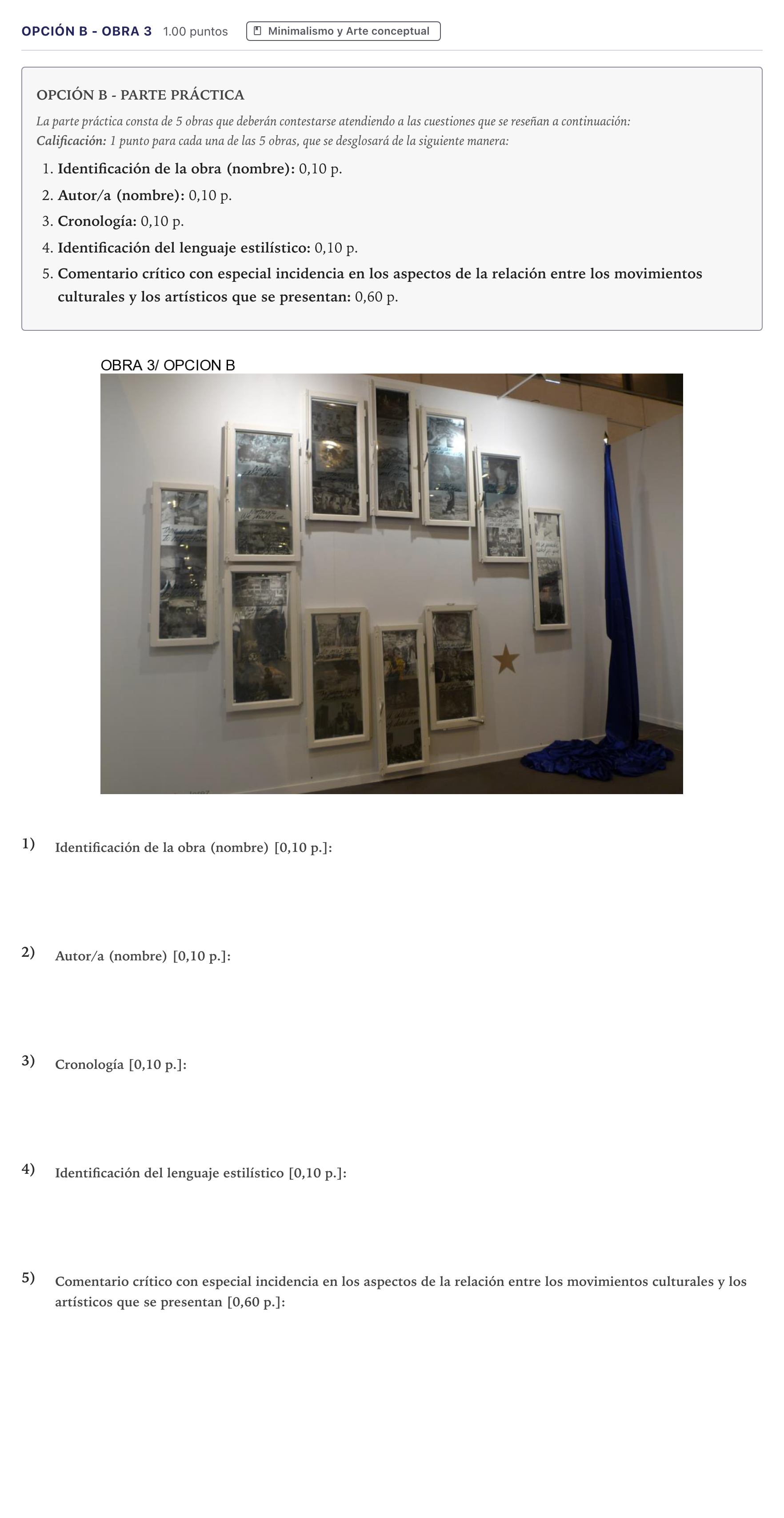 Enunciado: Opción B - Obra 3 · Movimientos Culturales y Artísticos PAU Canarias Julio 2024