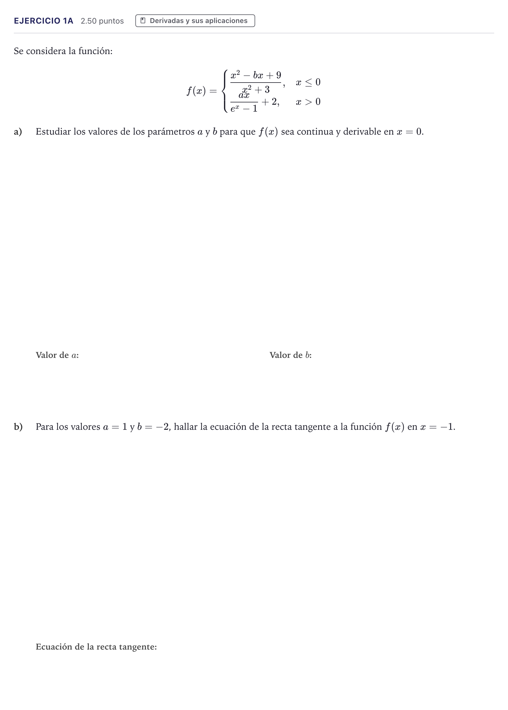 Enunciado: Ejercicio 1A · Matemáticas II PAU Canarias Julio 2024