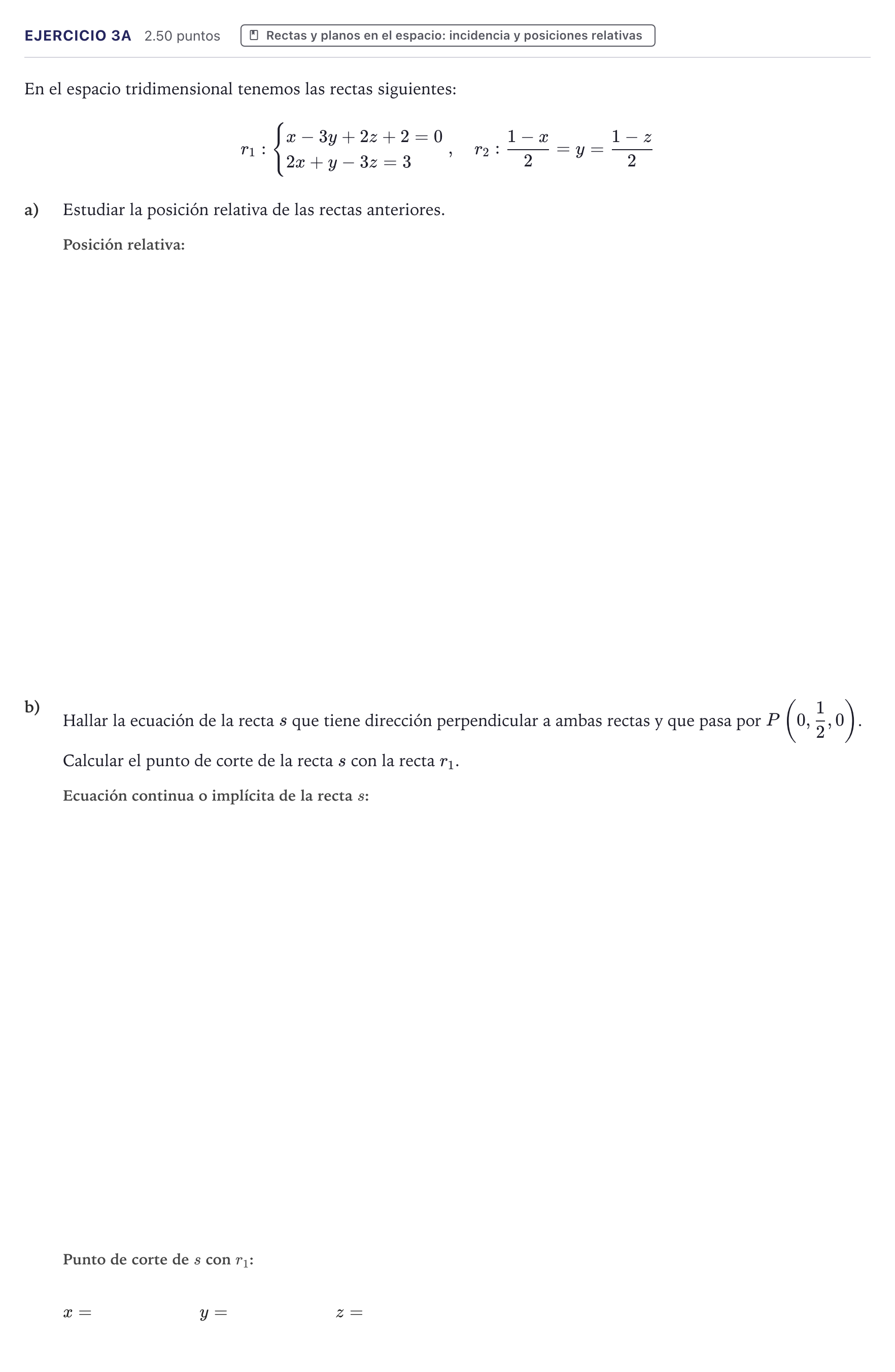 Enunciado: Ejercicio 3A · Matemáticas II PAU Canarias Julio 2024