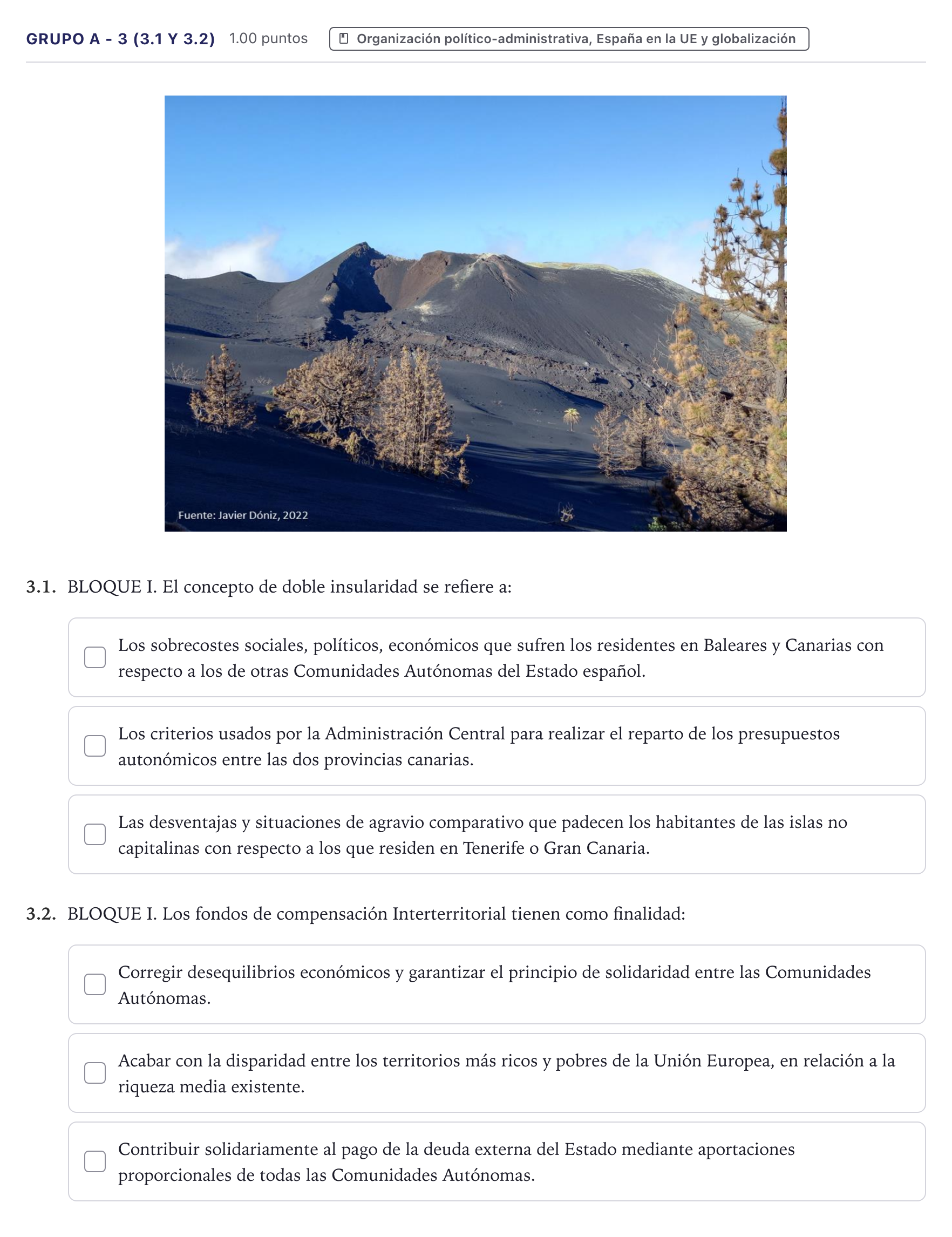 Enunciado: Ejercicio Grupo A - 3 (3.1 y 3.2) · Geografía PAU Canarias Julio 2024