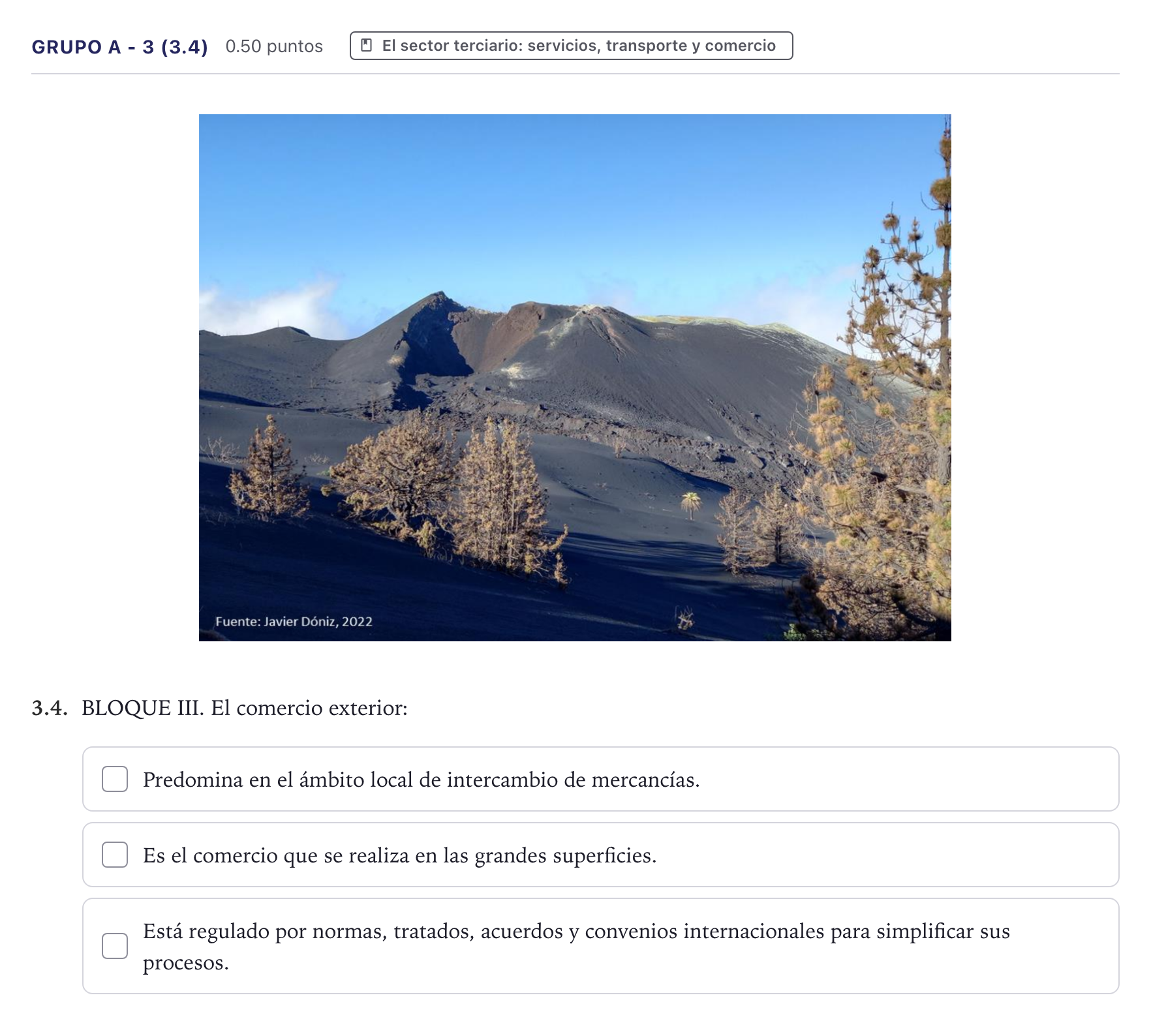 Enunciado: Ejercicio Grupo A - 3 (3.4) · Geografía PAU Canarias Julio 2024