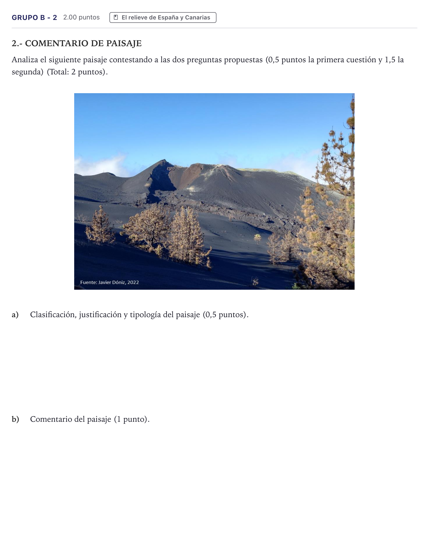 Enunciado: Ejercicio Grupo B - 2 · Geografía PAU Canarias Julio 2024