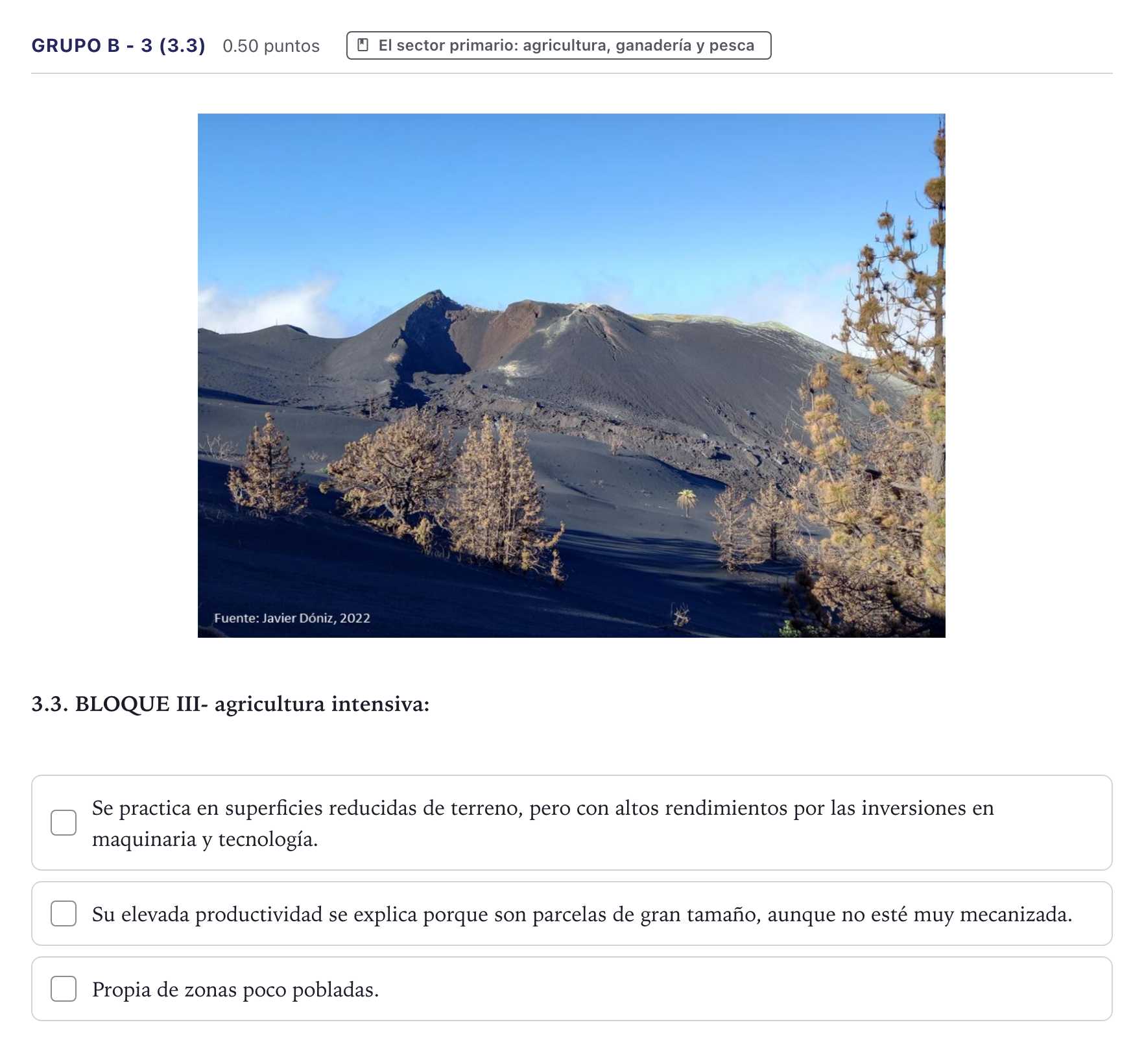 Enunciado: Ejercicio Grupo B - 3 (3.3) · Geografía PAU Canarias Julio 2024
