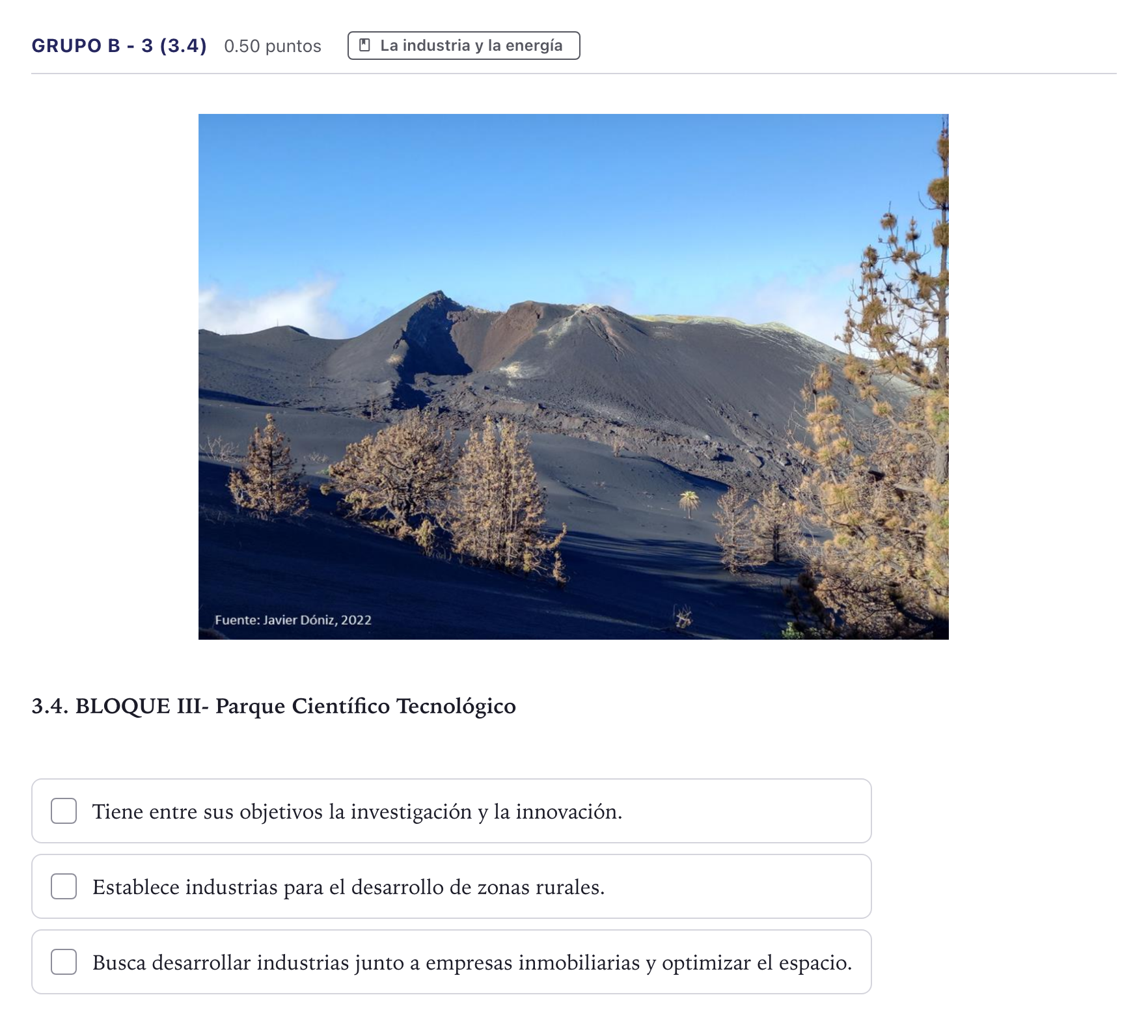 Enunciado: Ejercicio Grupo B - 3 (3.4) · Geografía PAU Canarias Julio 2024