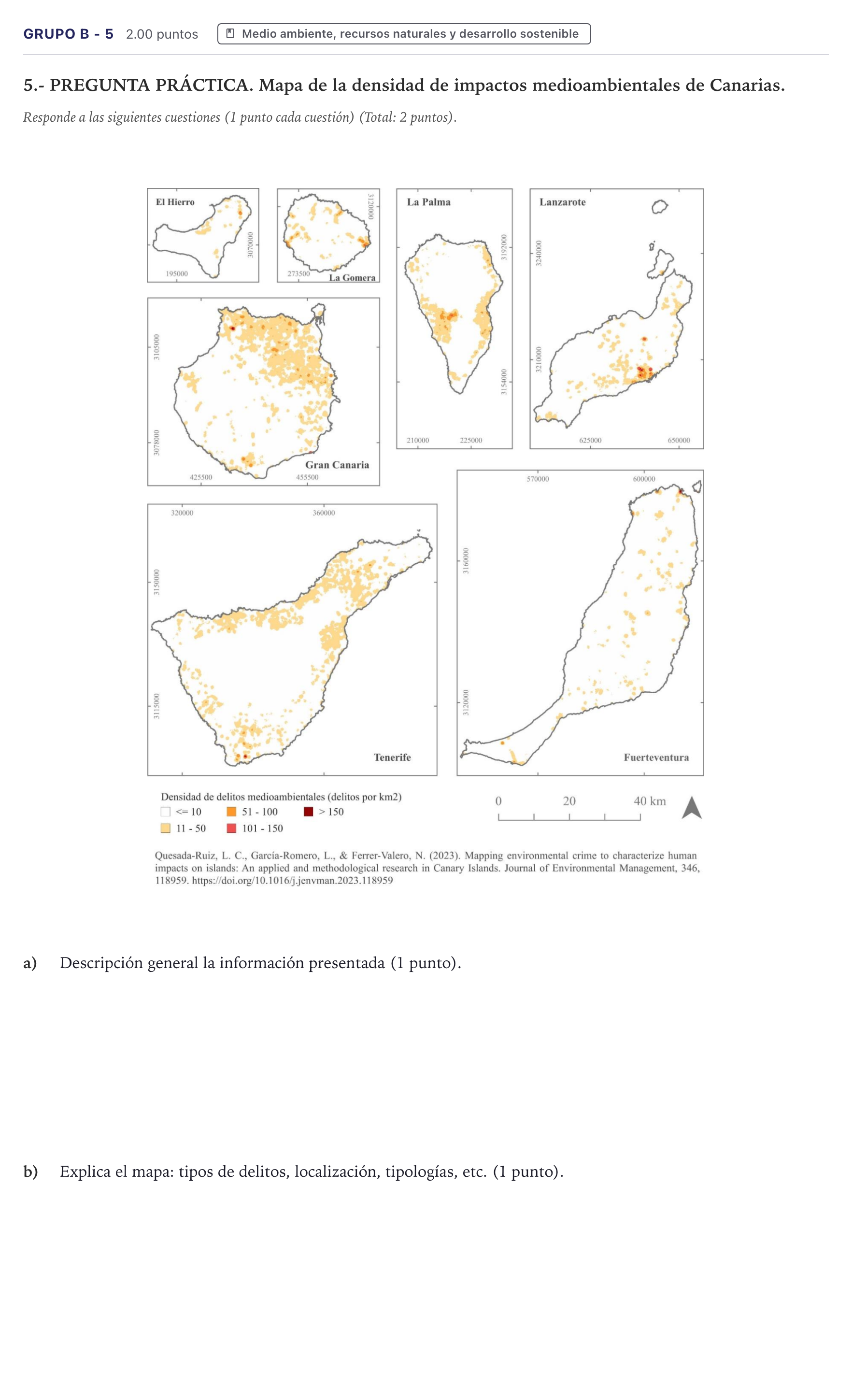 Enunciado: Ejercicio Grupo B - 5 · Geografía PAU Canarias Julio 2024