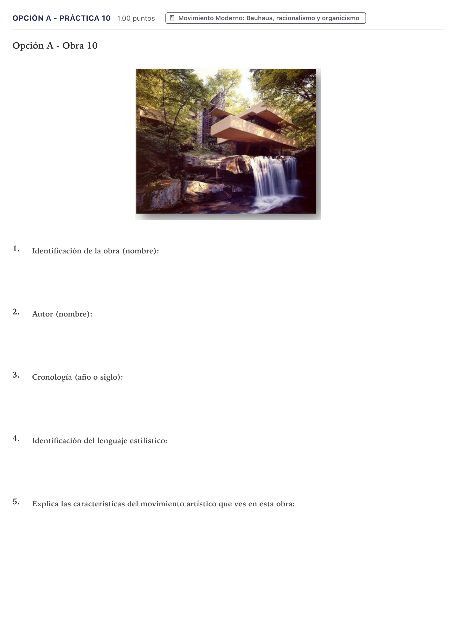 Enunciado: Opción A - Práctica 10 · Historia del Arte PAU Canarias Julio 2024
