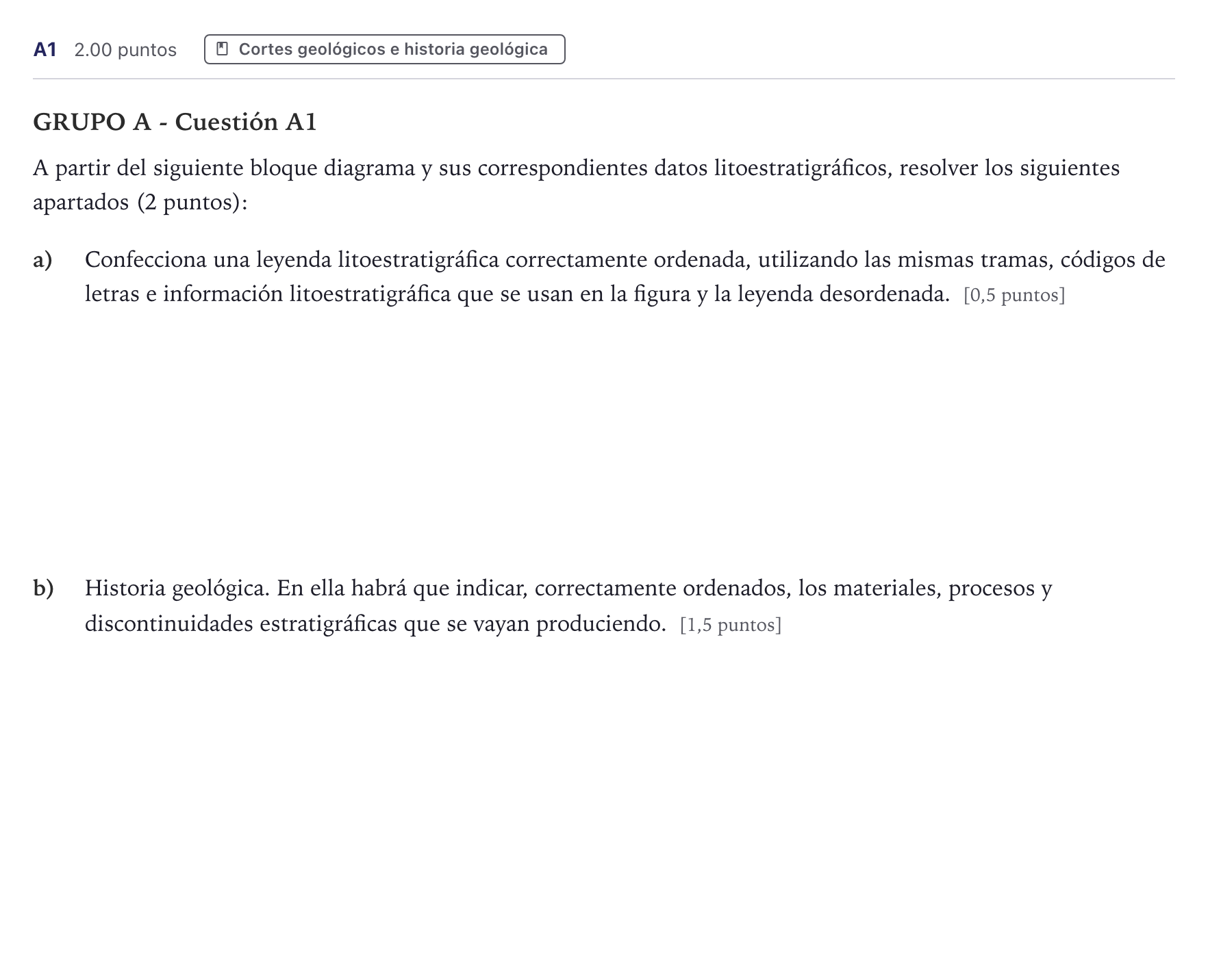 Enunciado: Ejercicio A1 · Geología PAU Canarias Julio (Ciencias) 2024