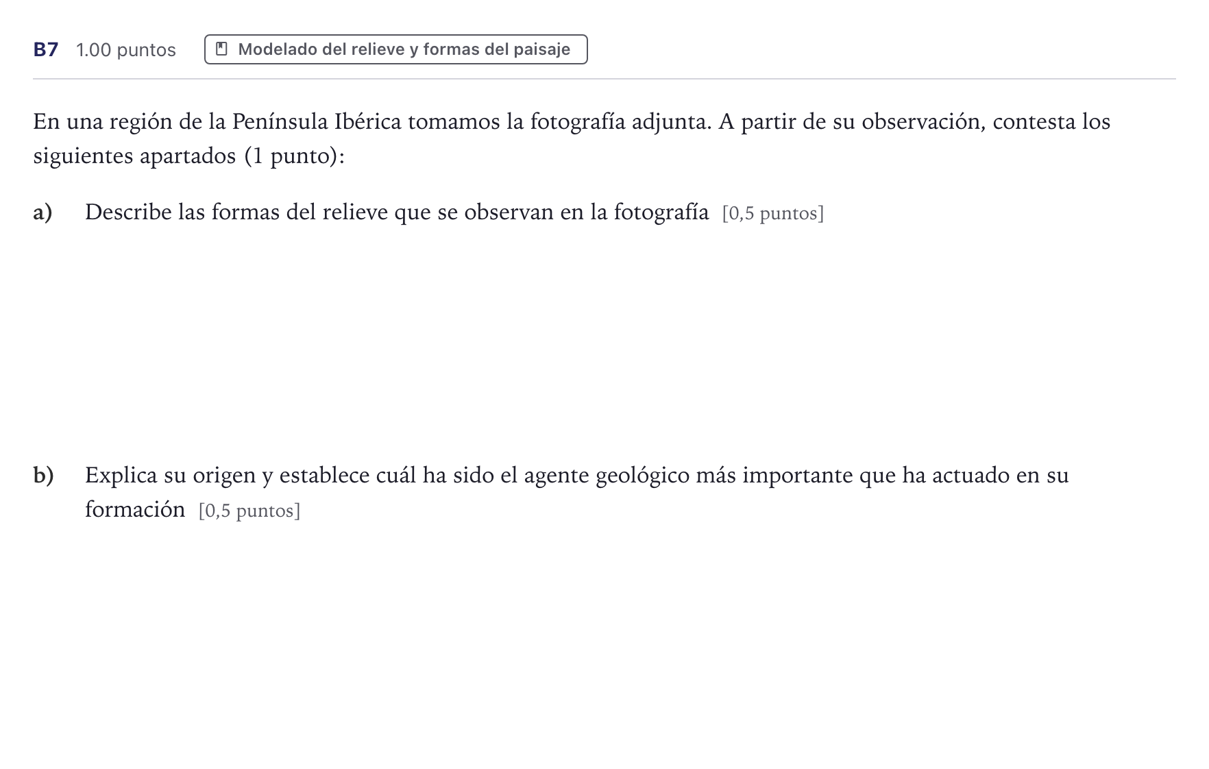 Enunciado: Ejercicio B7 · Geología PAU Canarias Julio (Ciencias) 2024