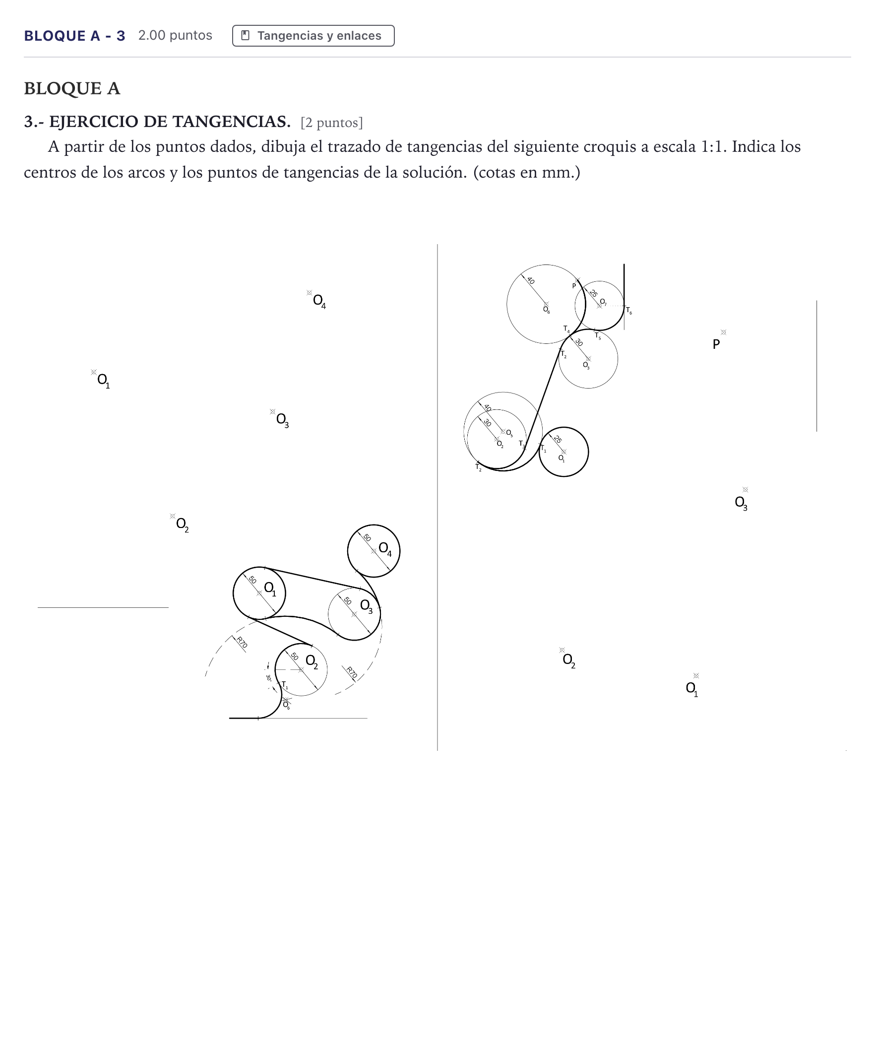 Enunciado: Bloque A - 3 · Dibujo técnico II PAU Canarias Julio 2024