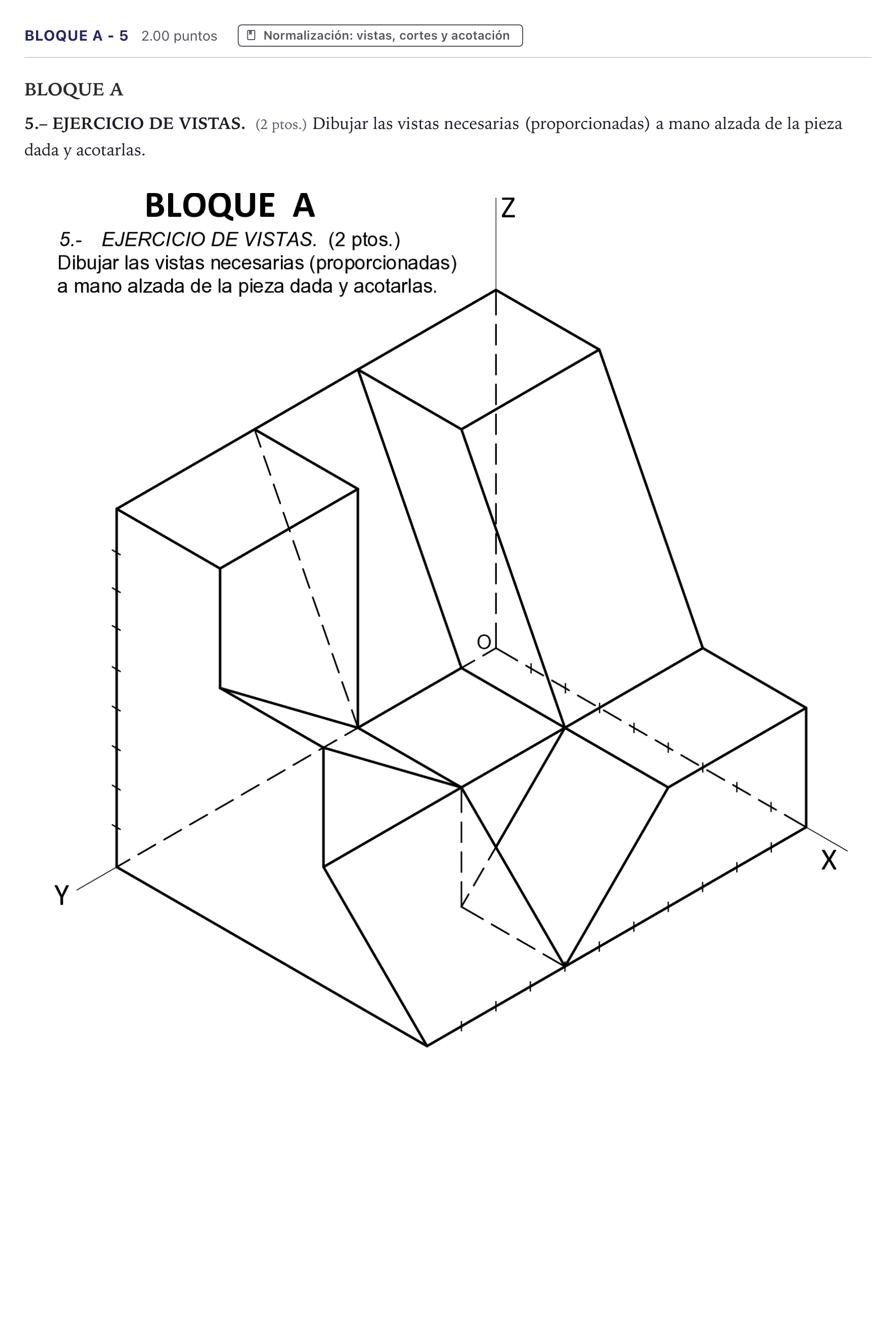 Enunciado: Bloque A - 5 · Dibujo técnico II PAU Canarias Julio 2024