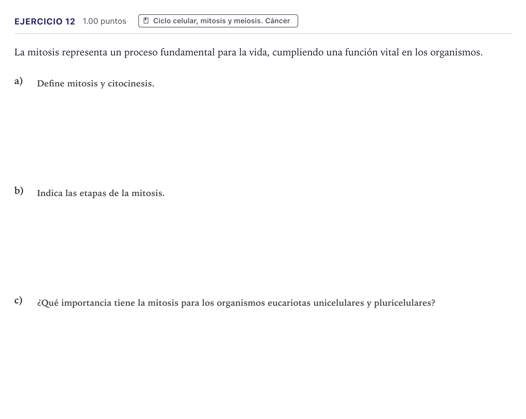 Enunciado: Problema 12 · Biología PAU Canarias Julio 2024