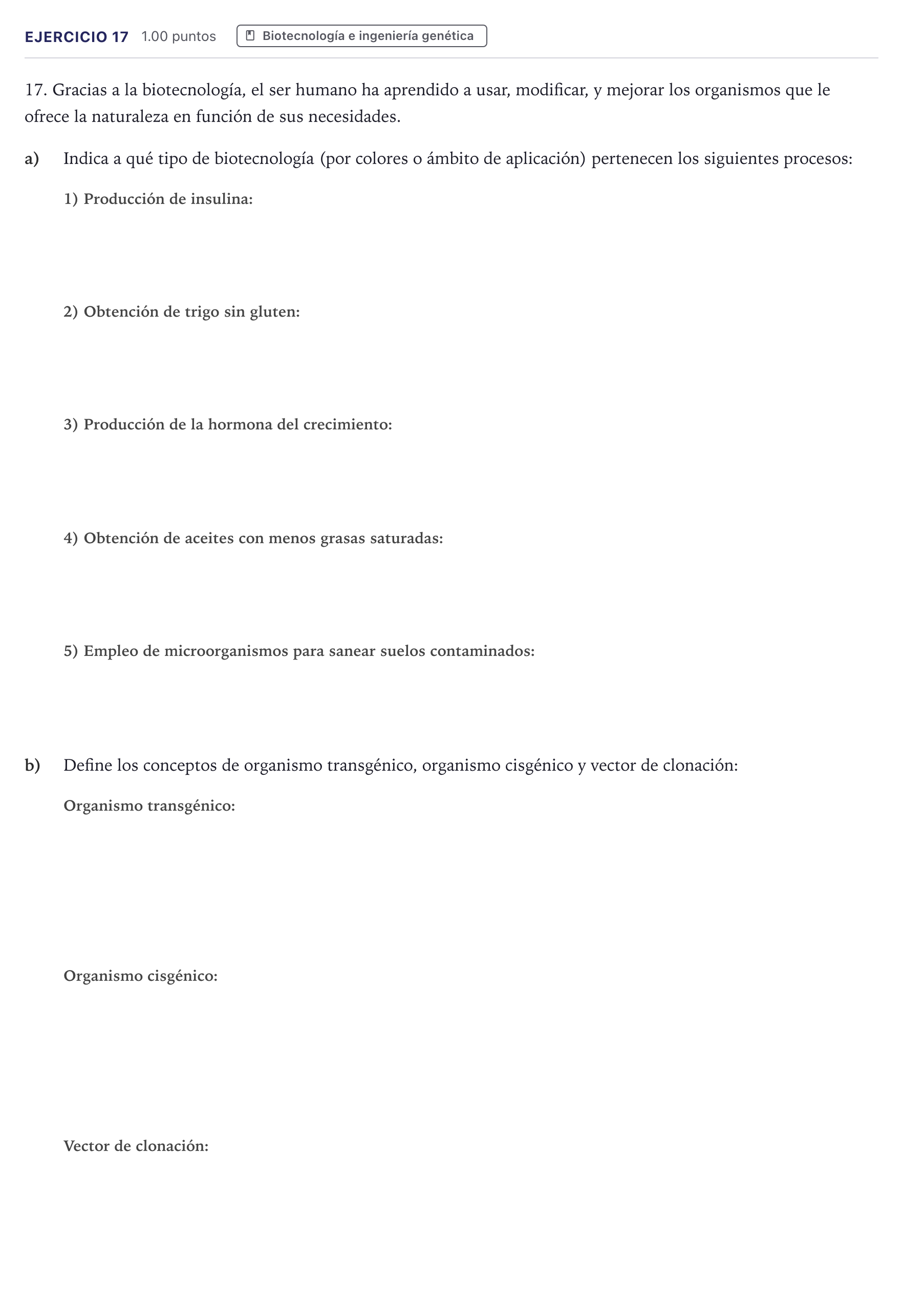 Enunciado: Problema 17 · Biología PAU Canarias Julio 2024