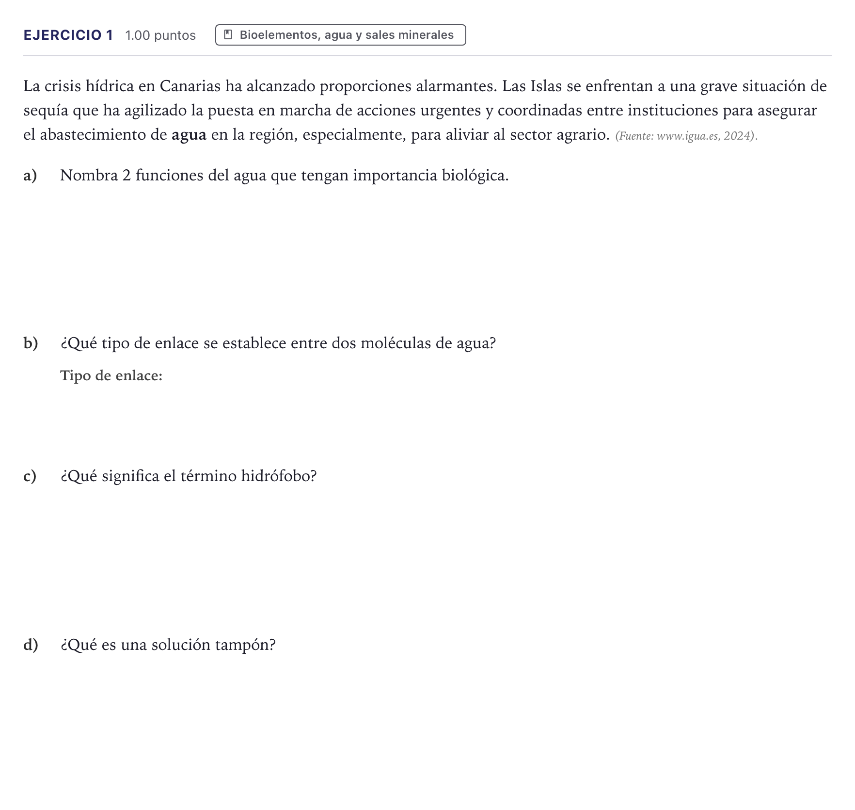 Enunciado: Problema 1 · Biología PAU Canarias Julio 2024