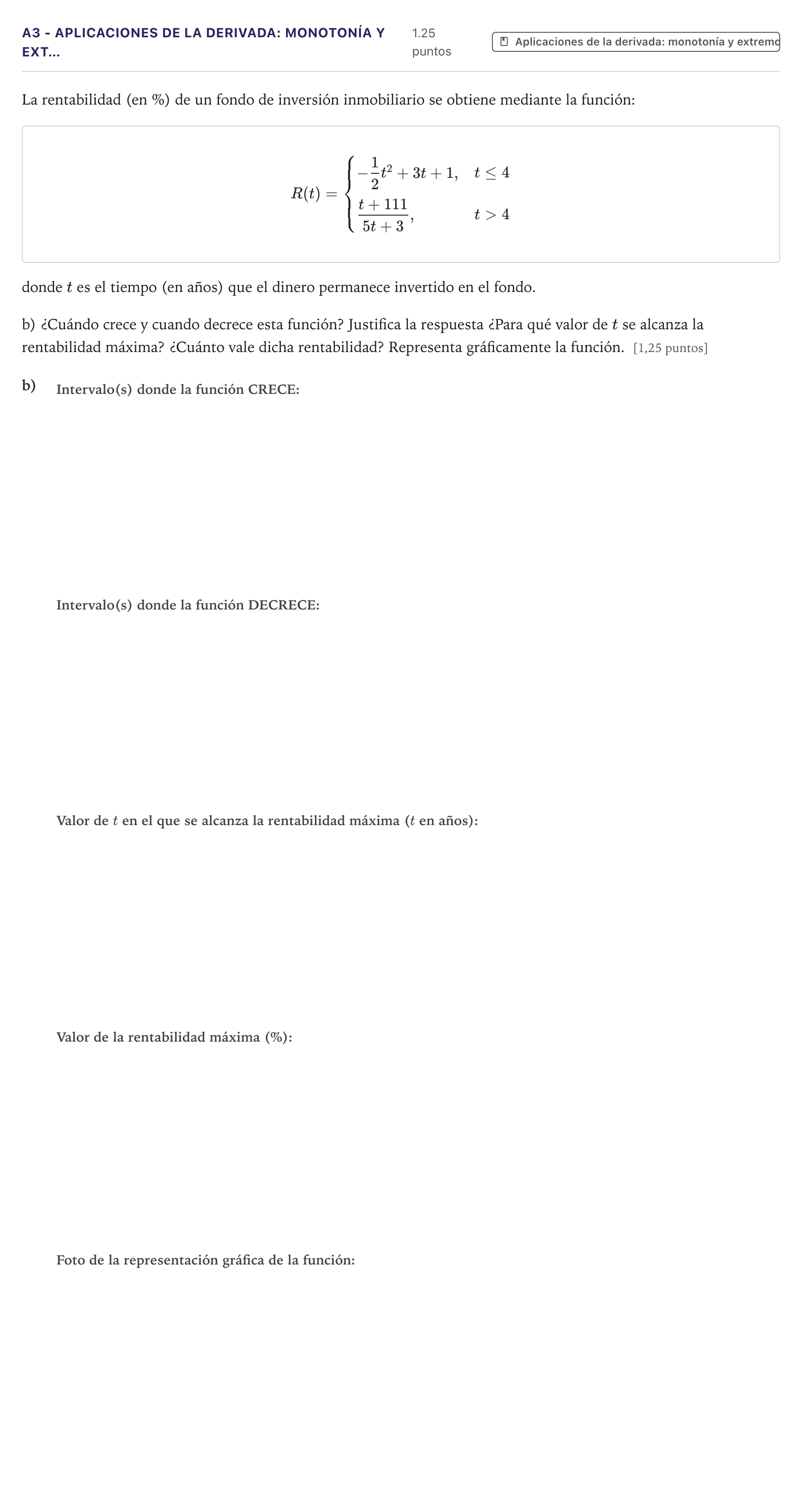 Enunciado: Ejercicio A3 - Aplicaciones de la derivada: monotonía y ext… · Matemáticas aplicadas a las Ciencias Sociales II PAU Canarias Julio 2024