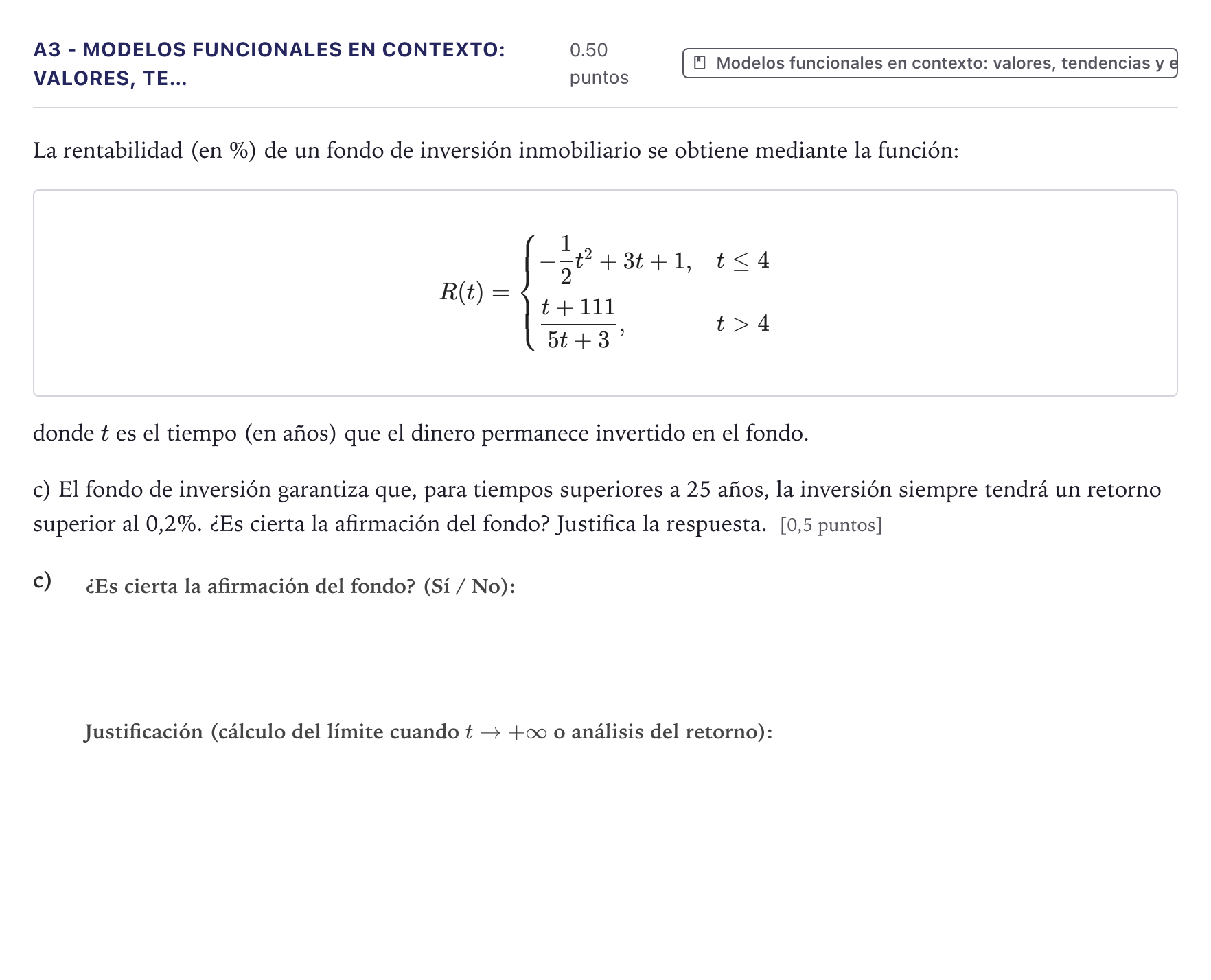 Enunciado: Ejercicio A3 - Modelos funcionales en contexto: valores, te… · Matemáticas aplicadas a las Ciencias Sociales II PAU Canarias Julio 2024