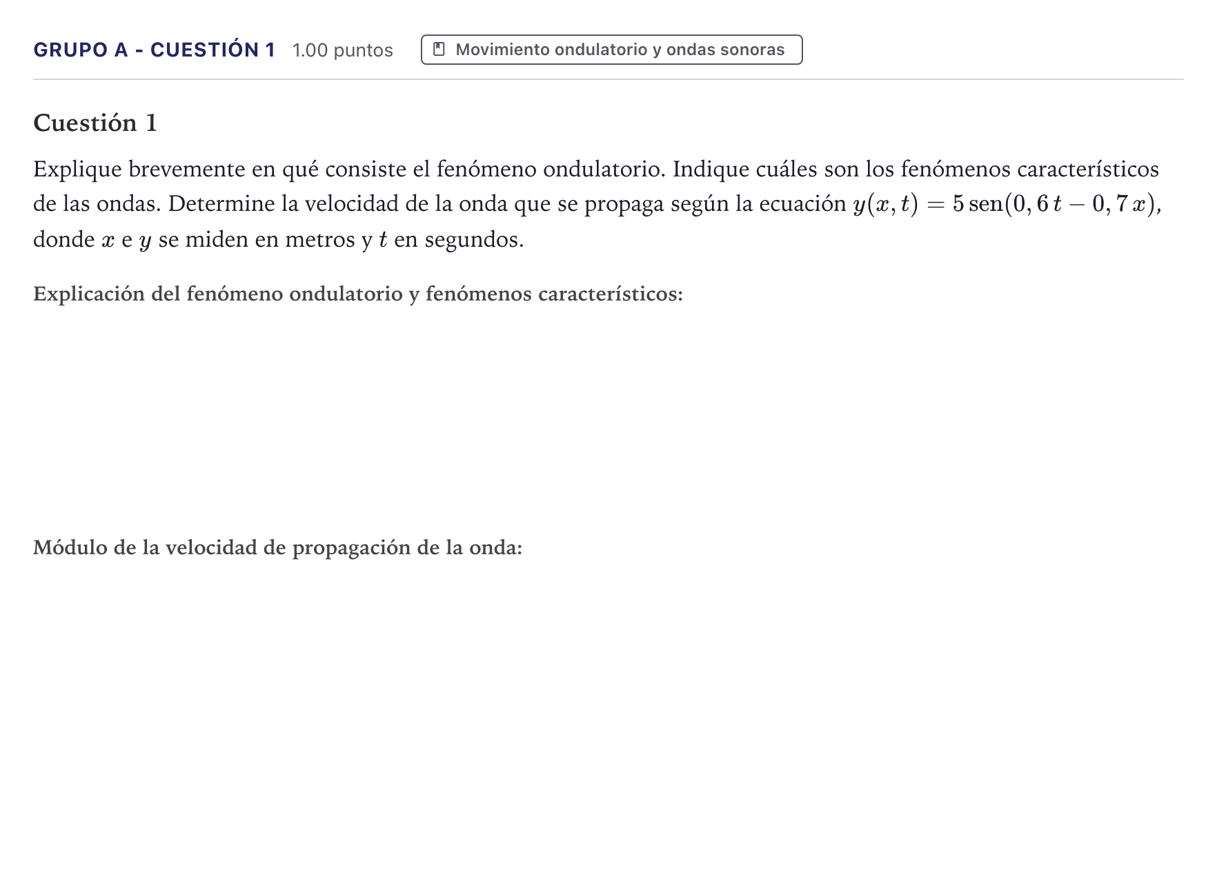 Enunciado: Ejercicio Grupo A - Cuestión 1 · Física PAU Canarias Julio 2024