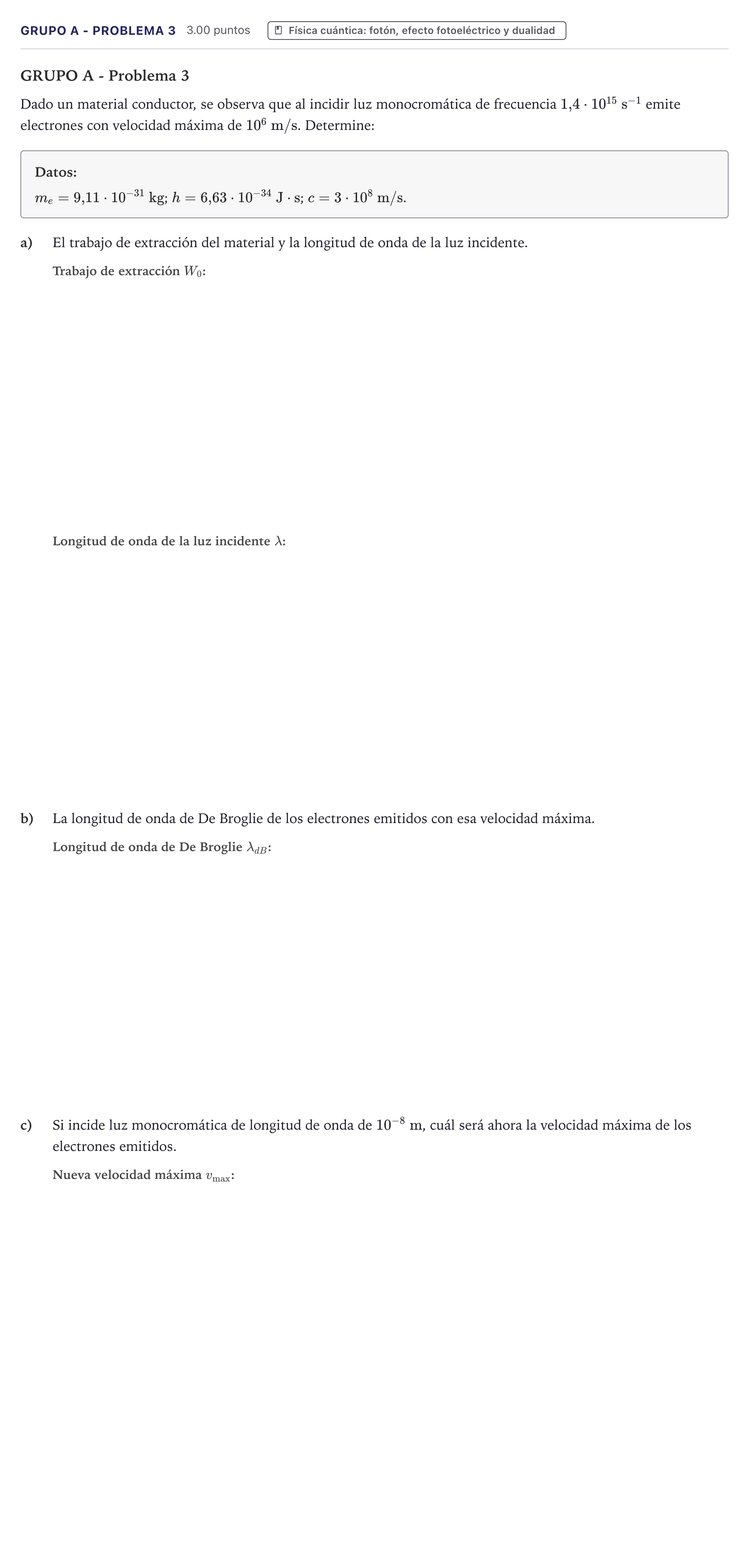 Enunciado: Ejercicio Grupo A - Problema 3 · Física PAU Canarias Julio 2024