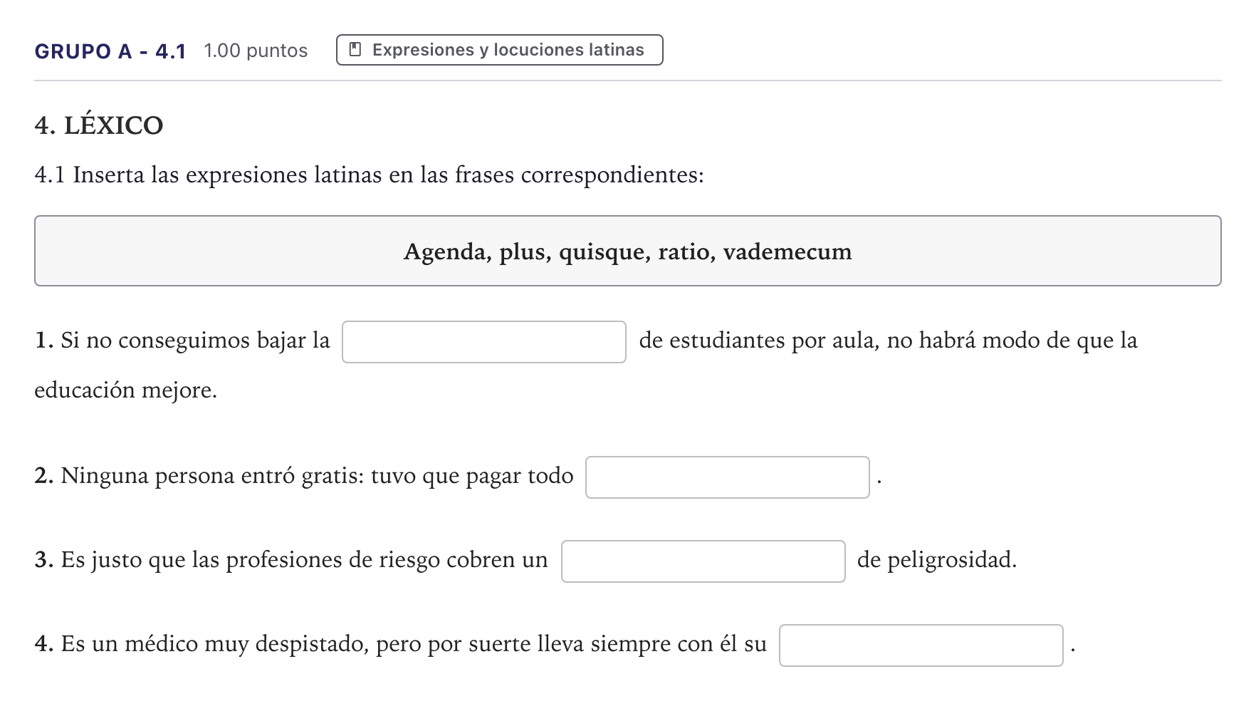 Enunciado: Ejercicio Grupo A - 4.1 · Latín II PAU Canarias Julio 2024