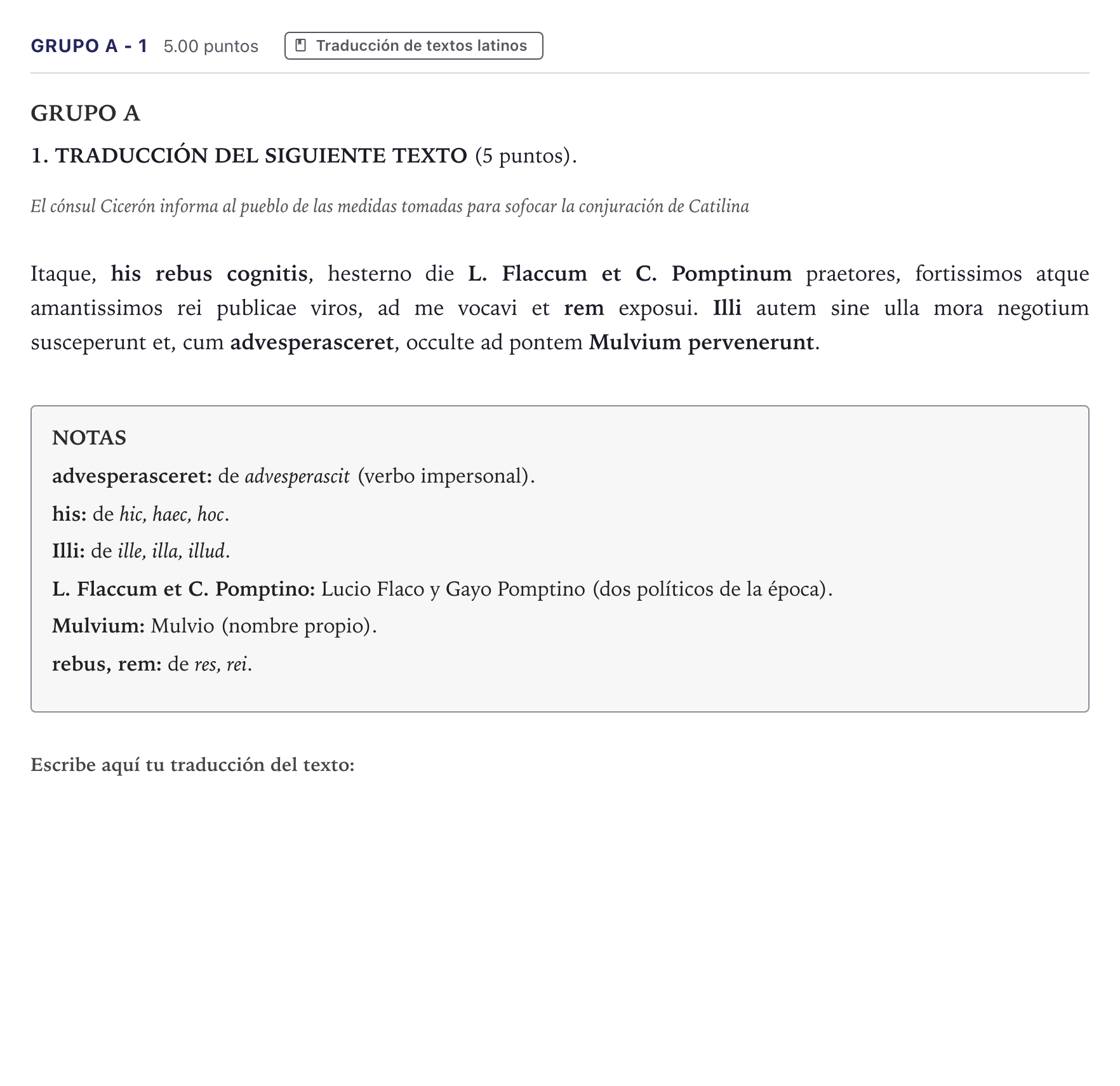 Enunciado: Ejercicio Grupo A - 1 · Latín II PAU Canarias Julio 2024