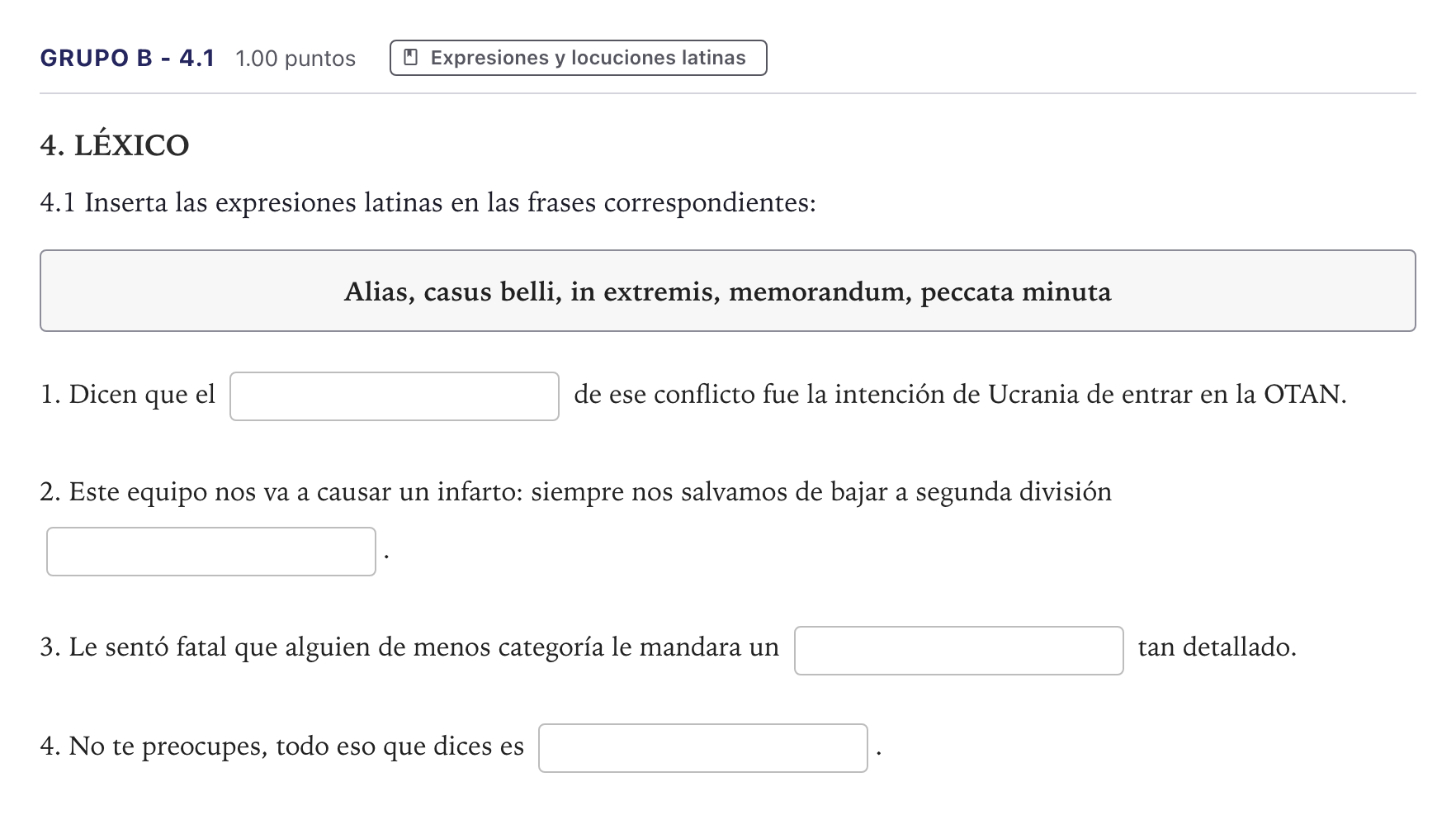 Enunciado: Ejercicio Grupo B - 4.1 · Latín II PAU Canarias Julio 2024