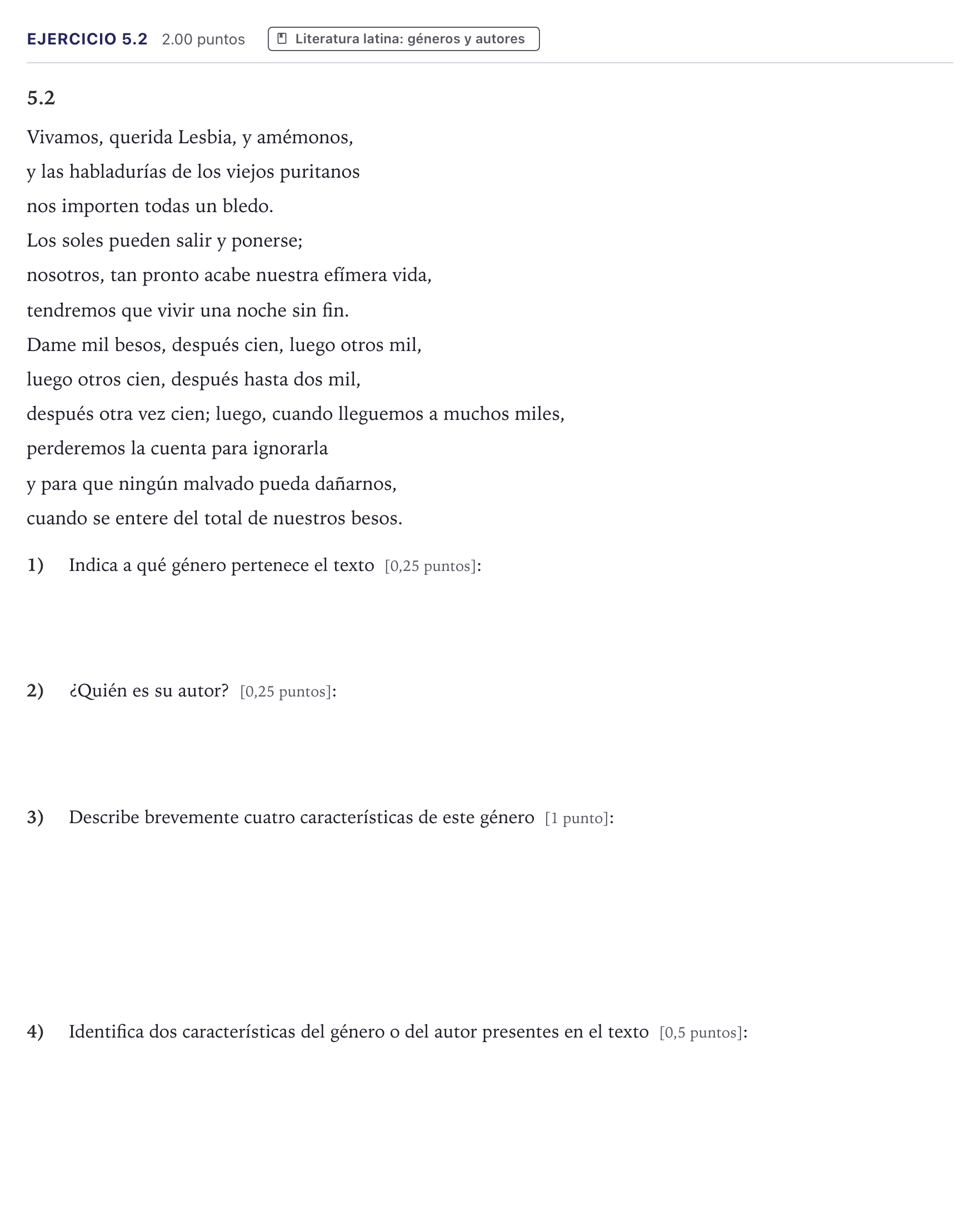 Enunciado: Ejercicio 5.2 · Latín II PAU Canarias Julio 2024