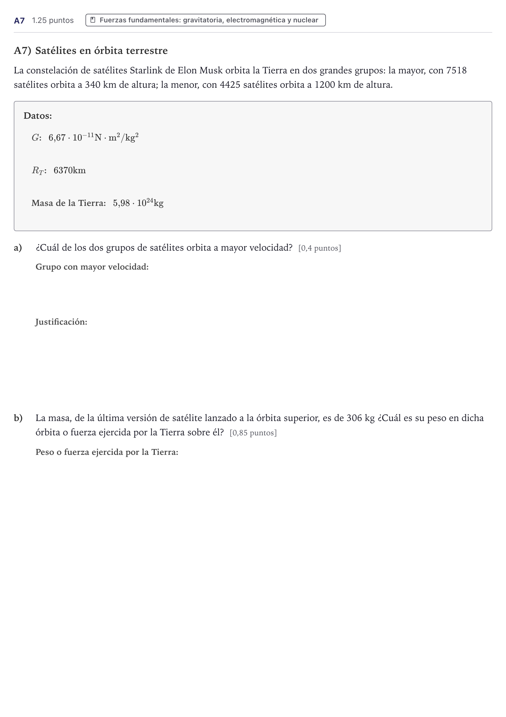 Enunciado: Ejercicio A7 · Ciencias Generales PAU Canarias Julio (Ciencias) 2024