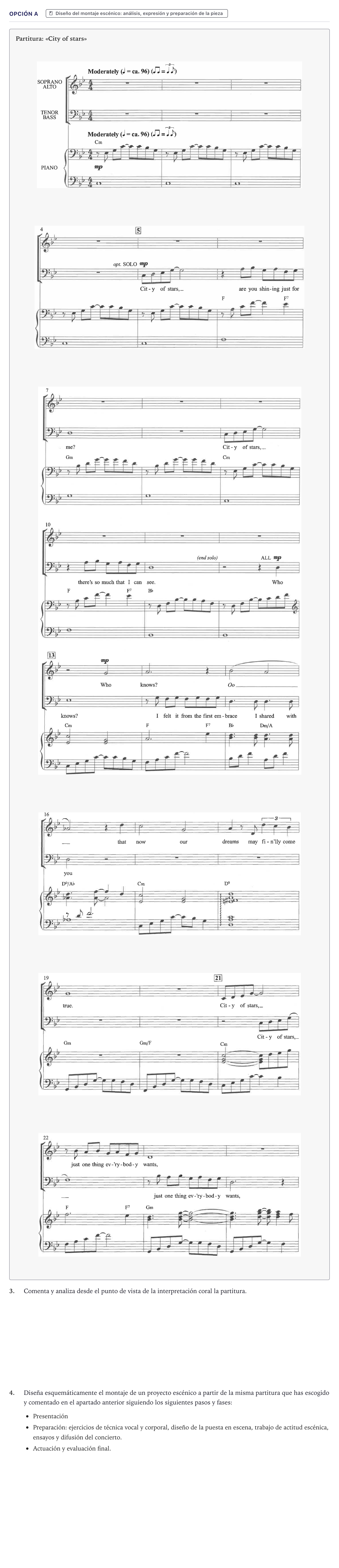 Enunciado: Opción A · Coro y Técnica Vocal II PAU Canarias Julio 2024