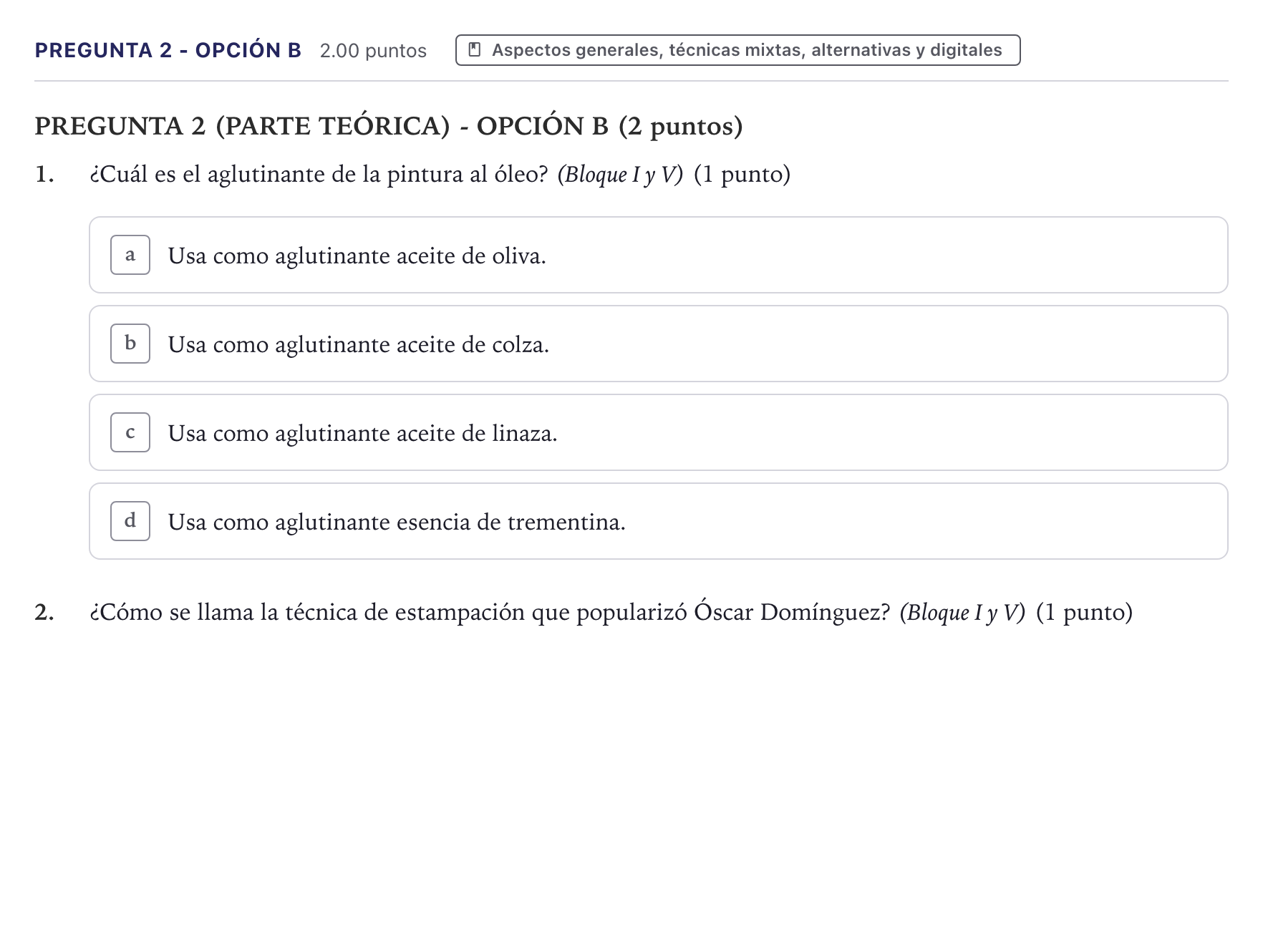 Enunciado: Pregunta 2 - Opción B · Técnicas de Expresión Gráfico-Plásticas PAU Canarias Julio 2024