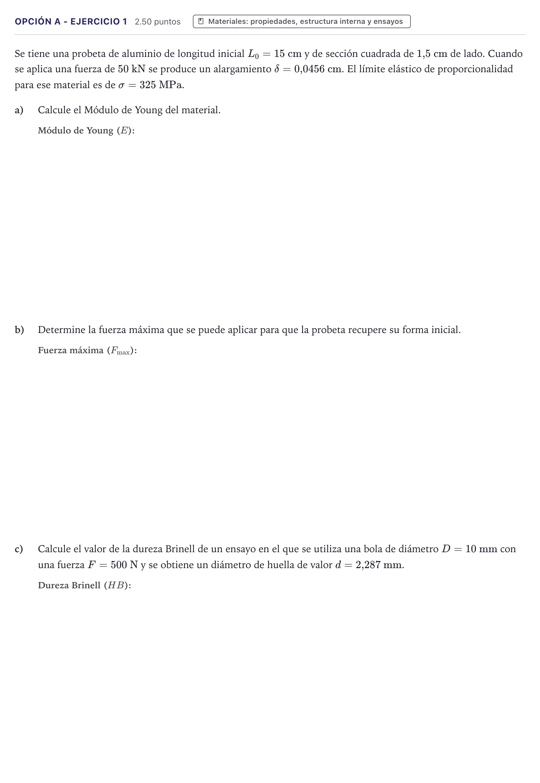 Enunciado: Opción A - Ejercicio 1 · Tecnología e Ingeniería II PAU Canarias Julio 2024