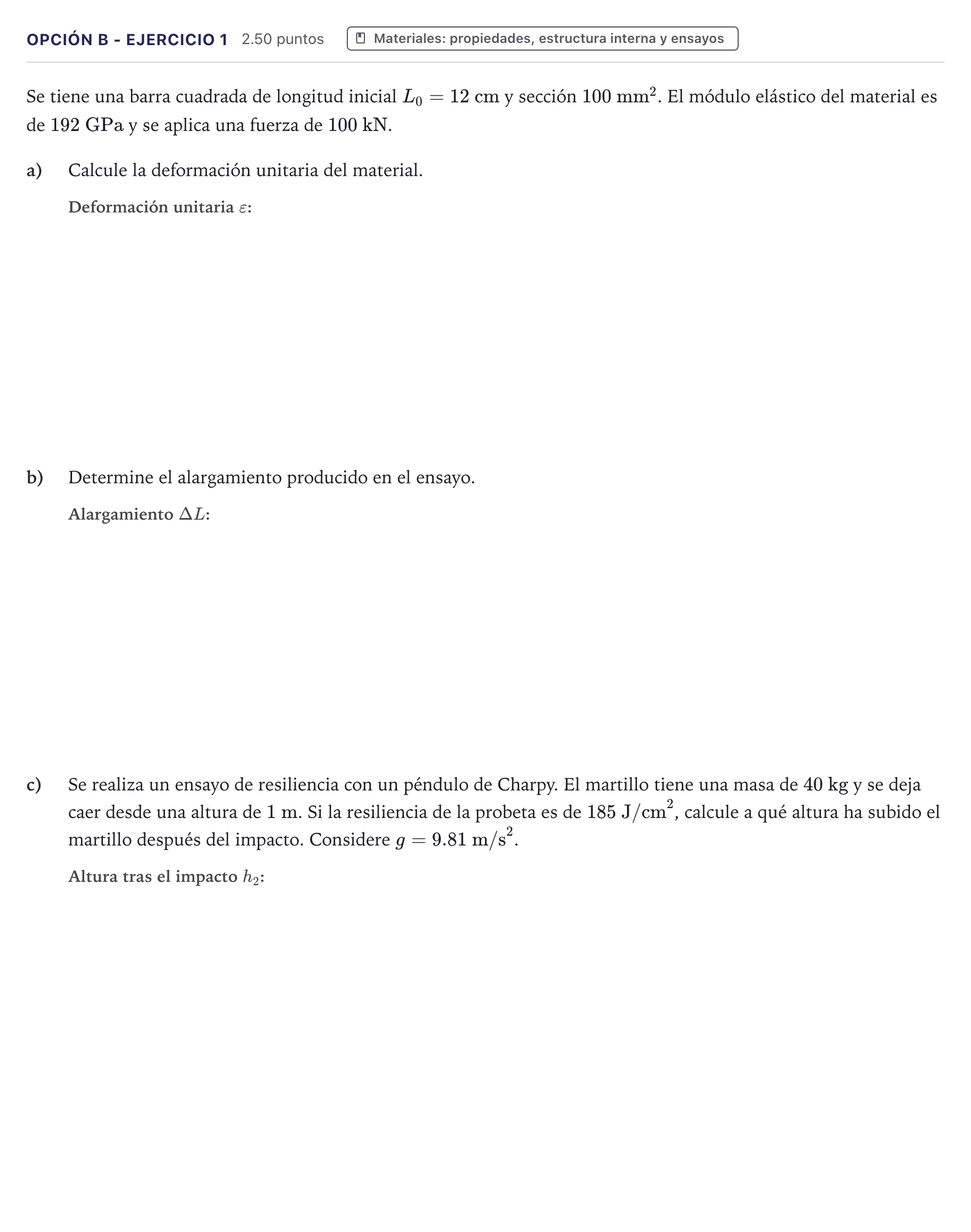 Enunciado: Opción B - Ejercicio 1 · Tecnología e Ingeniería II PAU Canarias Julio 2024