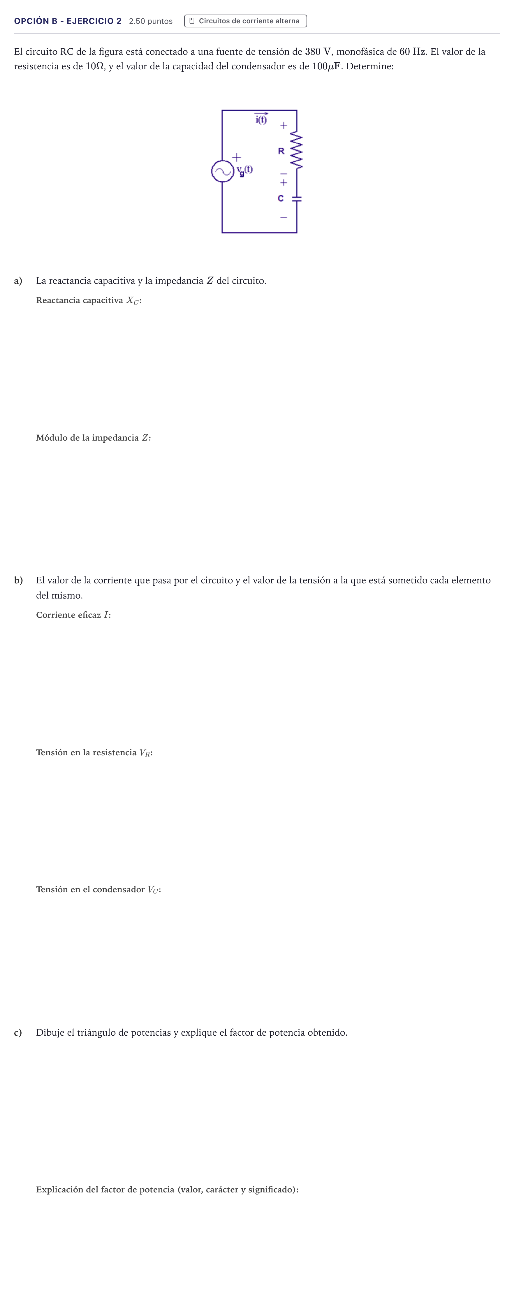 Enunciado: Opción B - Ejercicio 2 · Tecnología e Ingeniería II PAU Canarias Julio 2024