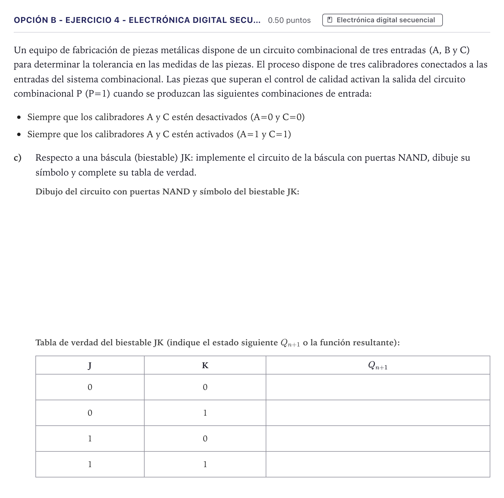 Enunciado: Opción B - Ejercicio 4 - Electrónica digital secu… · Tecnología e Ingeniería II PAU Canarias Julio 2024