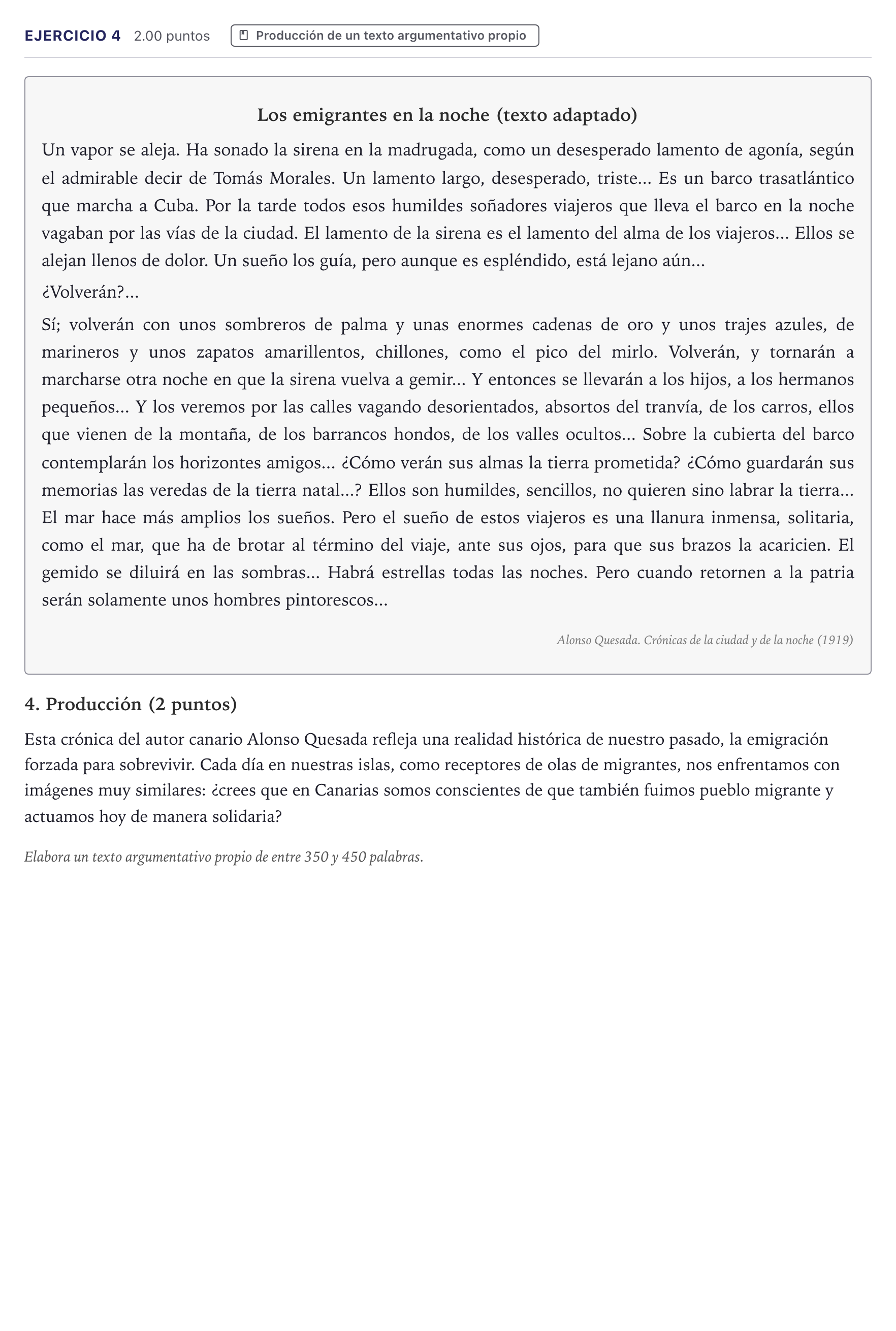 Enunciado: Problema 4 · Lengua Castellana y Literatura II PAU Canarias Junio (Ciencias) 2025