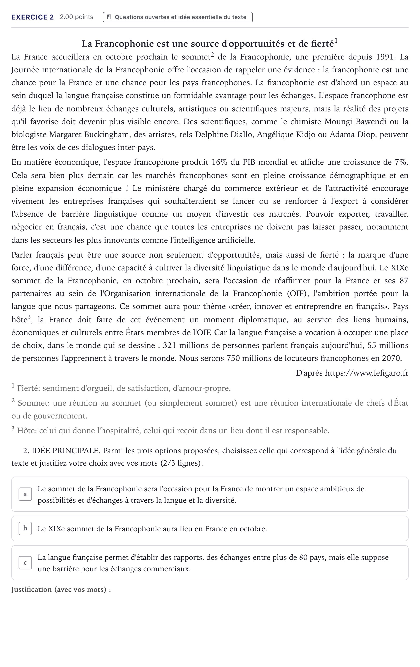 Enunciado: Problema 2 · Francés PAU Canarias Junio (Ciencias) 2025