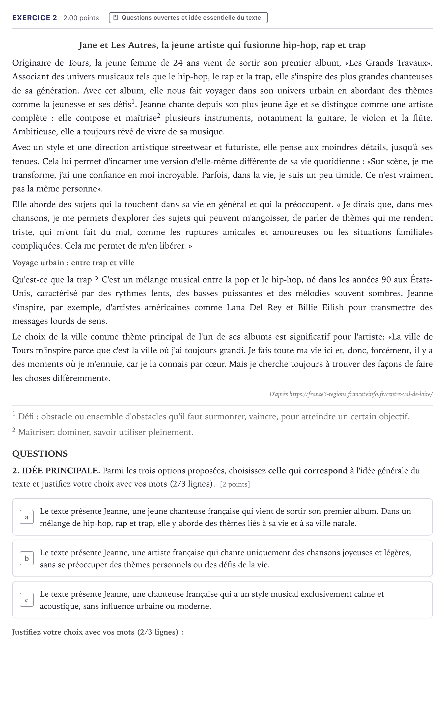 Enunciado: Problema 2 · Francés PAU Canarias Junio (Humanidades) 2025