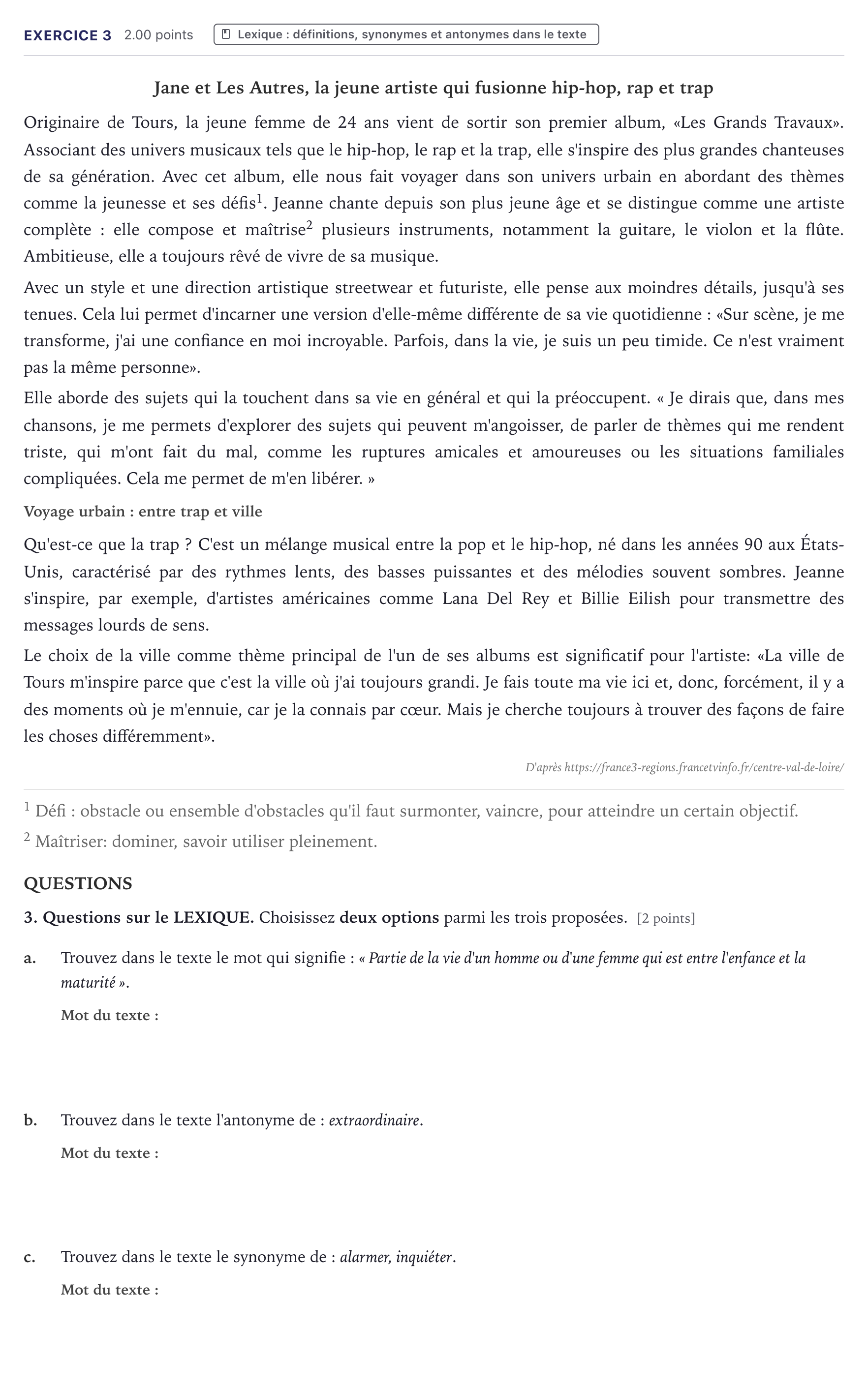 Enunciado: Problema 3 · Francés PAU Canarias Junio (Humanidades) 2025