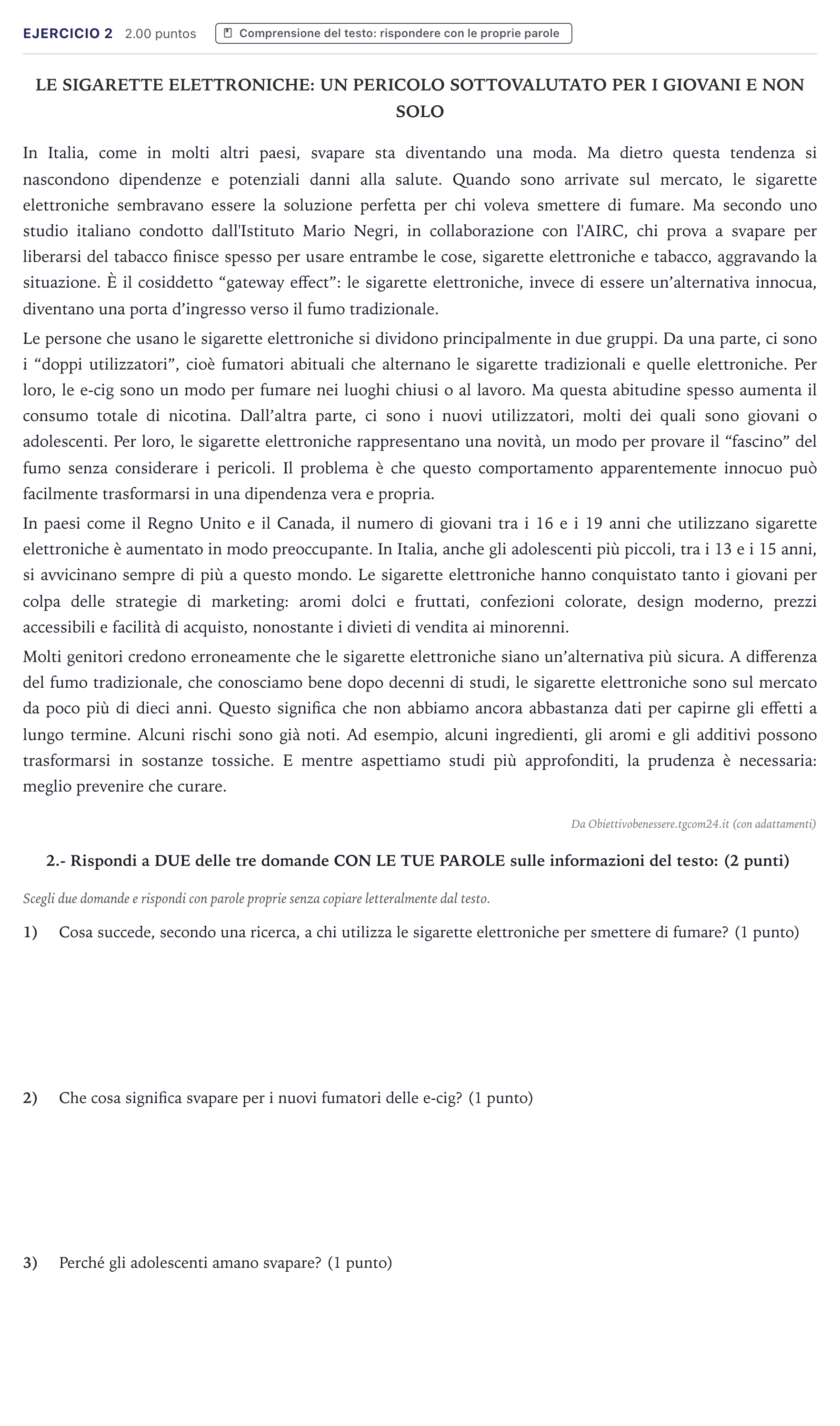 Enunciado: Problema 2 · Italiano PAU Canarias Junio (Humanidades) 2025