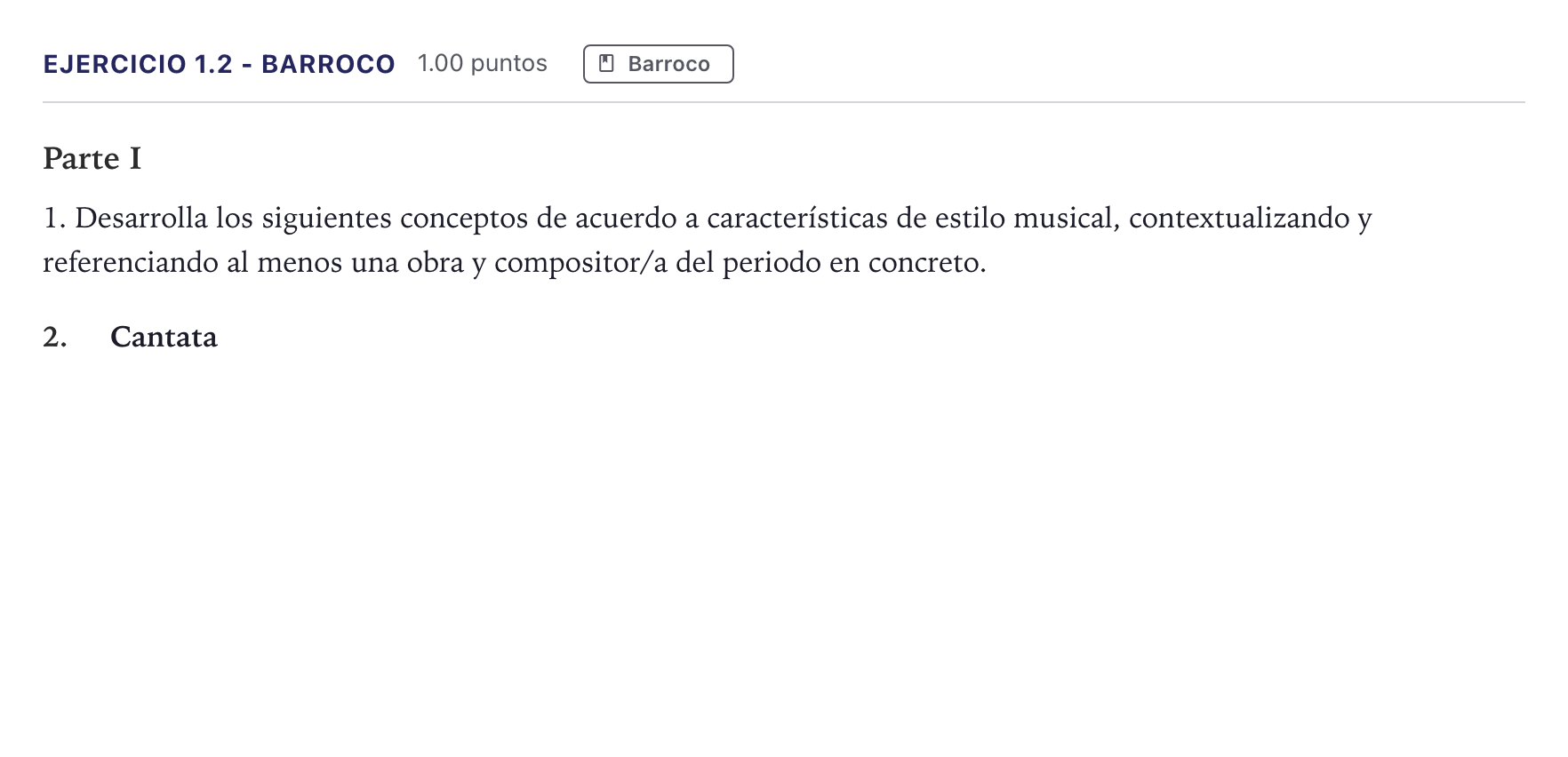 Enunciado: Ejercicio 1.2 - Barroco · Historia de la Música y la Danza PAU Canarias Junio 2025