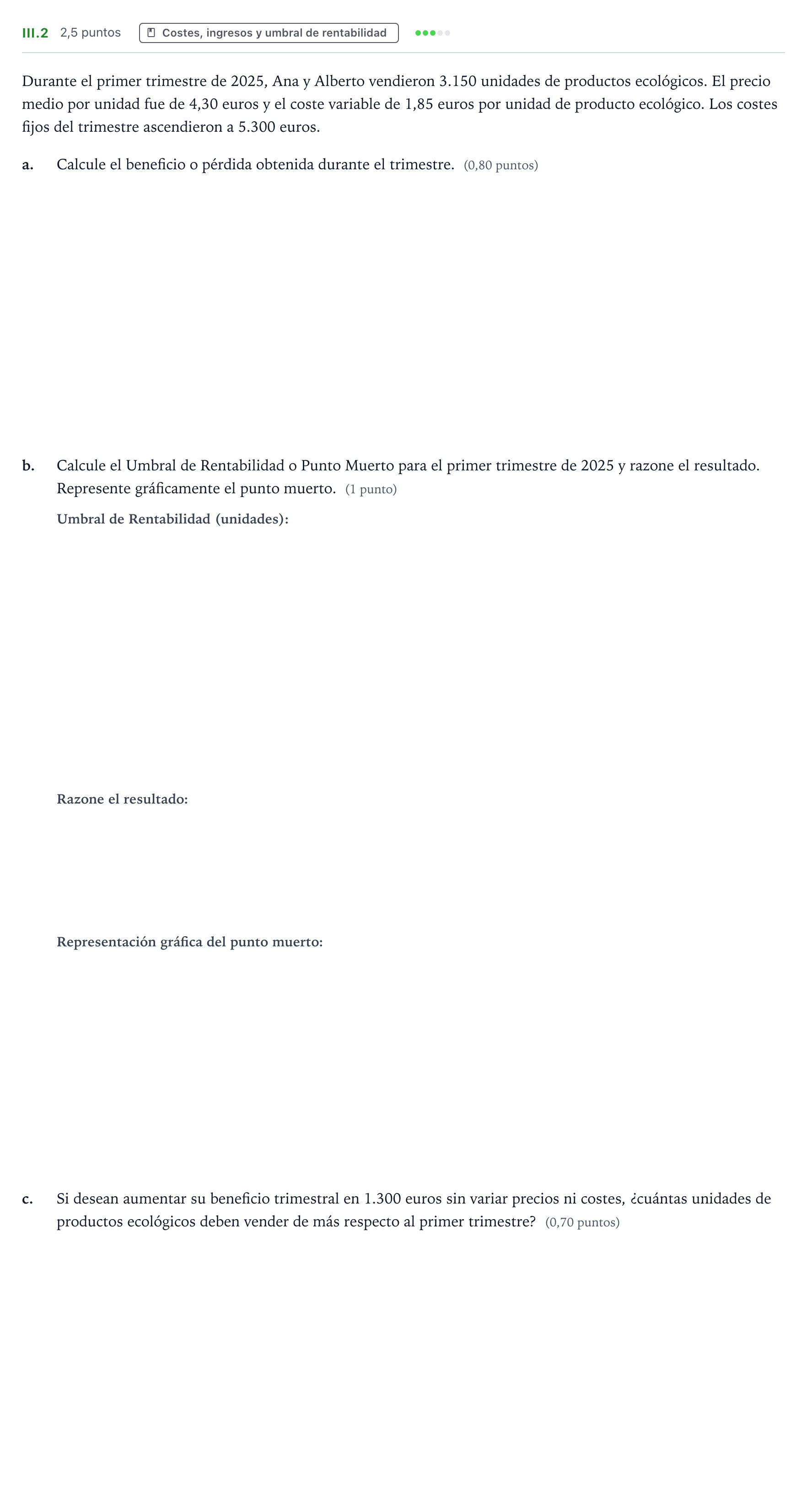 Enunciado: Ejercicio III.2 · Economía de la Empresa PAU Canarias Junio 2025