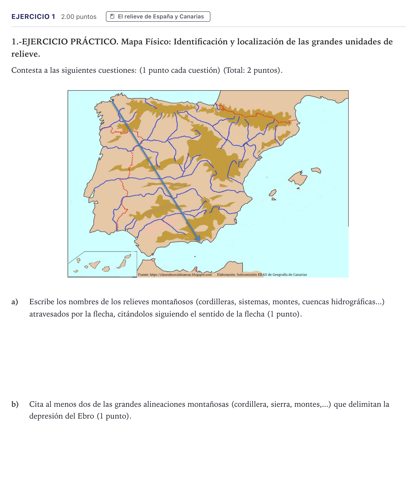 Enunciado: Problema 1 · Geografía PAU Canarias Junio 2025
