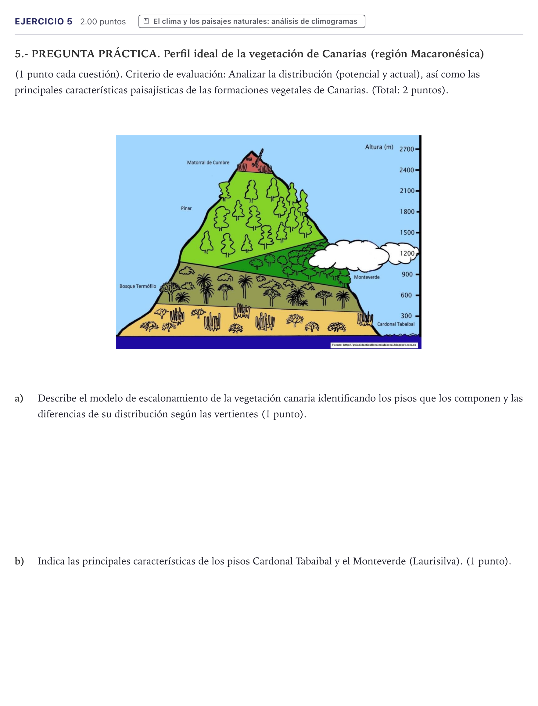 Enunciado: Problema 5 · Geografía PAU Canarias Junio 2025