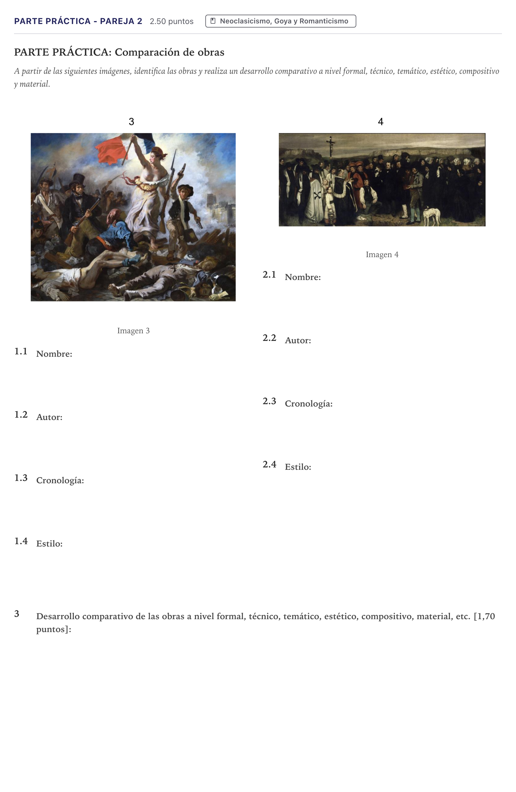 Enunciado: Ejercicio Parte Práctica - Pareja 2 · Historia del Arte PAU Canarias Junio 2025